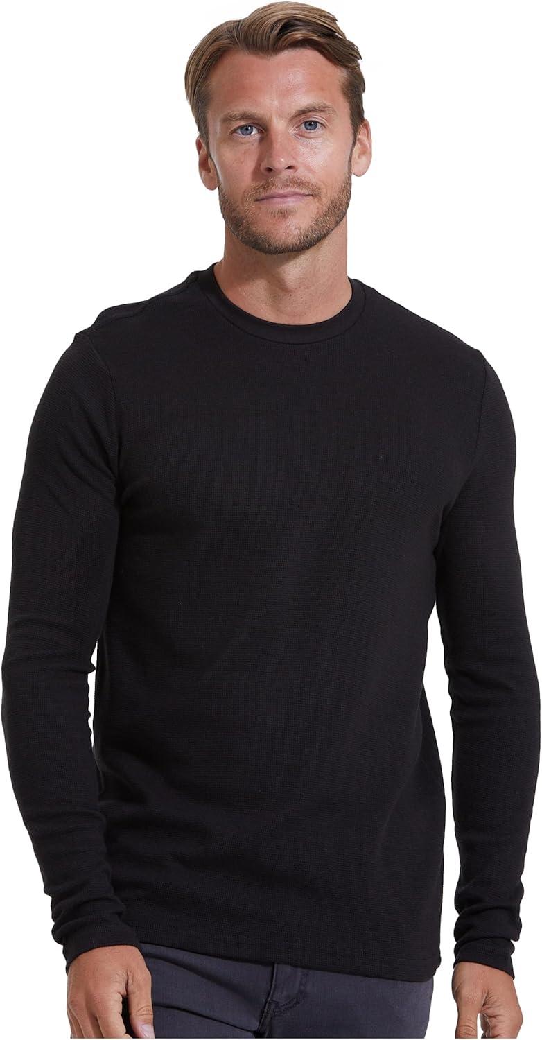 imageTrue Classic Long Sleeve Shirts for Men  Henley Waffle ampamp Crew Neck Long Sleeve T Shirt  Regular and Tall Thermal ShirtsBlack