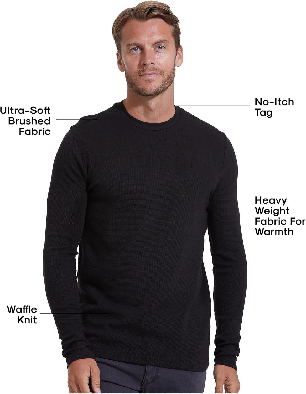 imageTrue Classic Long Sleeve Shirts for Men  Henley Waffle ampamp Crew Neck Long Sleeve T Shirt  Regular and Tall Thermal ShirtsBlack