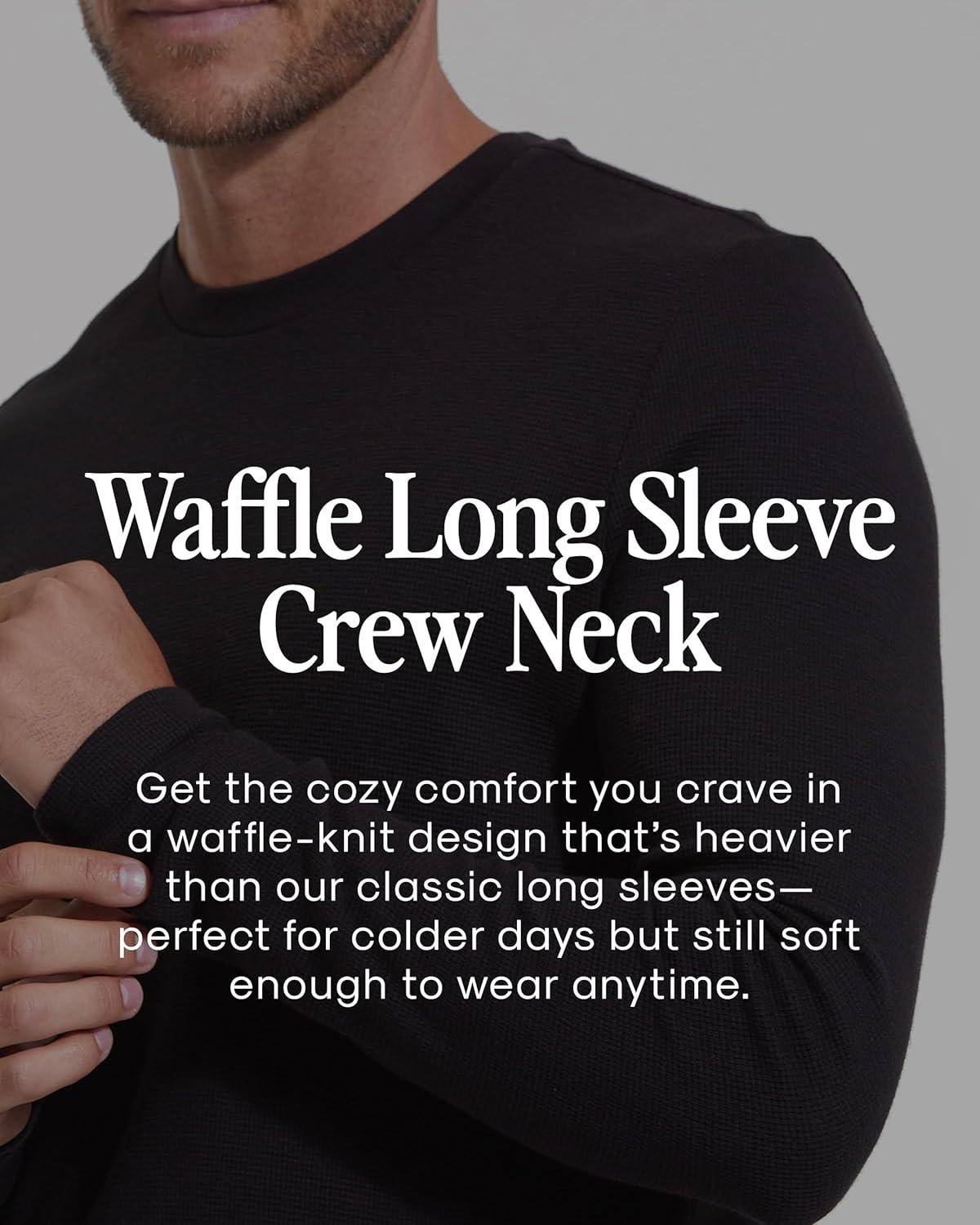 imageTrue Classic Long Sleeve Shirts for Men  Henley Waffle ampamp Crew Neck Long Sleeve T Shirt  Regular and Tall Thermal ShirtsBlack