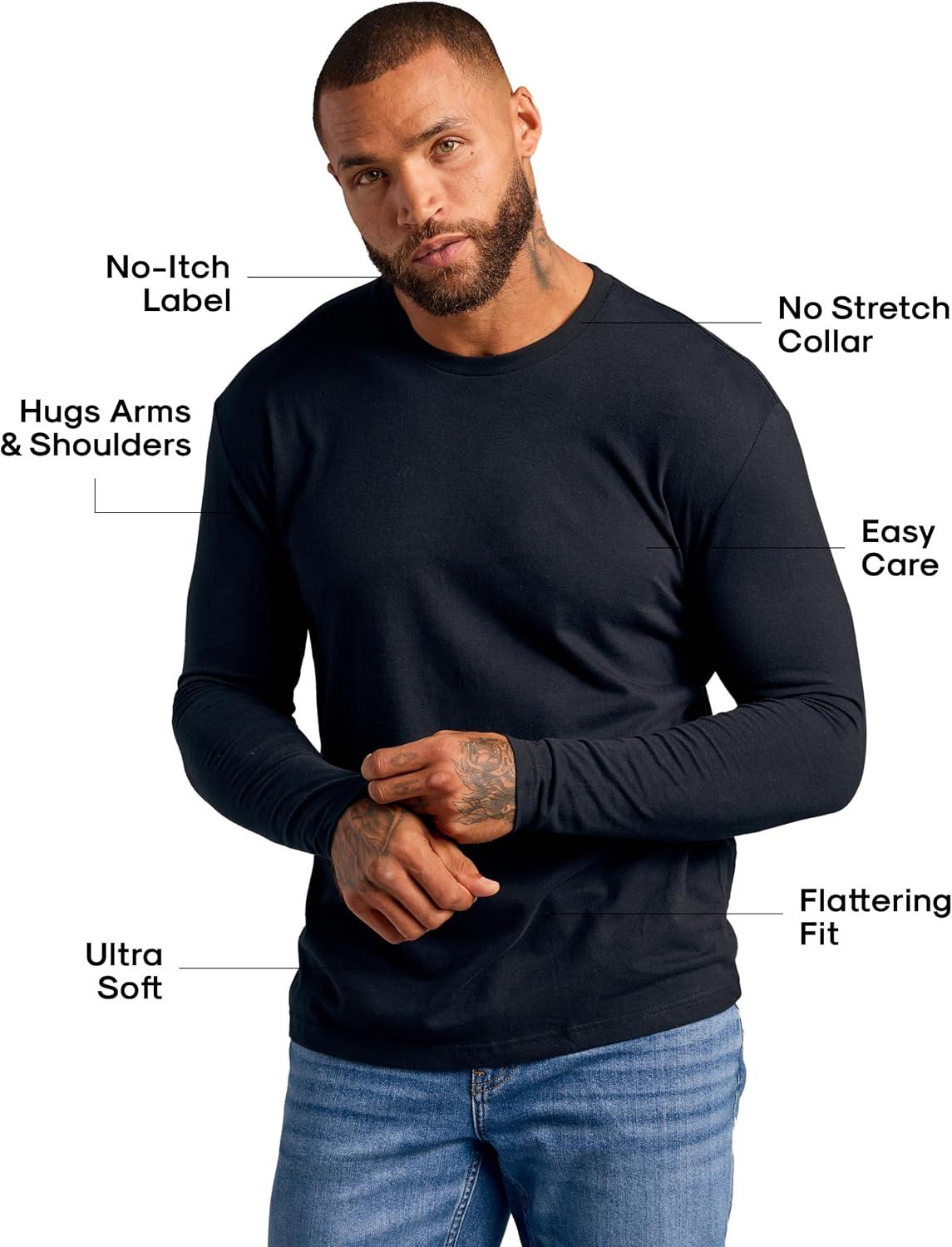 imageTrue Classic Long Sleeve Shirts for Men  Henley Waffle ampamp Crew Neck Long Sleeve T Shirt  Regular and Tall Thermal ShirtsBlackCarbonWhite 3pack