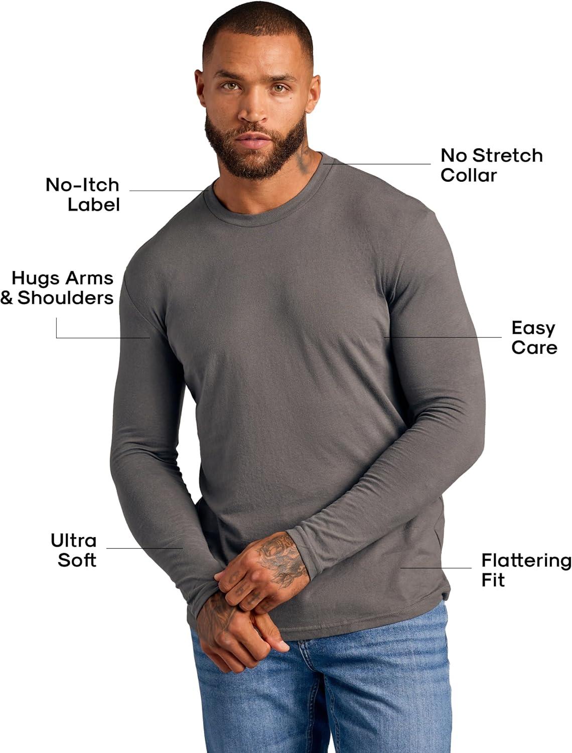 imageTrue Classic Long Sleeve Shirts for Men  Henley Waffle ampamp Crew Neck Long Sleeve T Shirt  Regular and Tall Thermal ShirtsCarbon