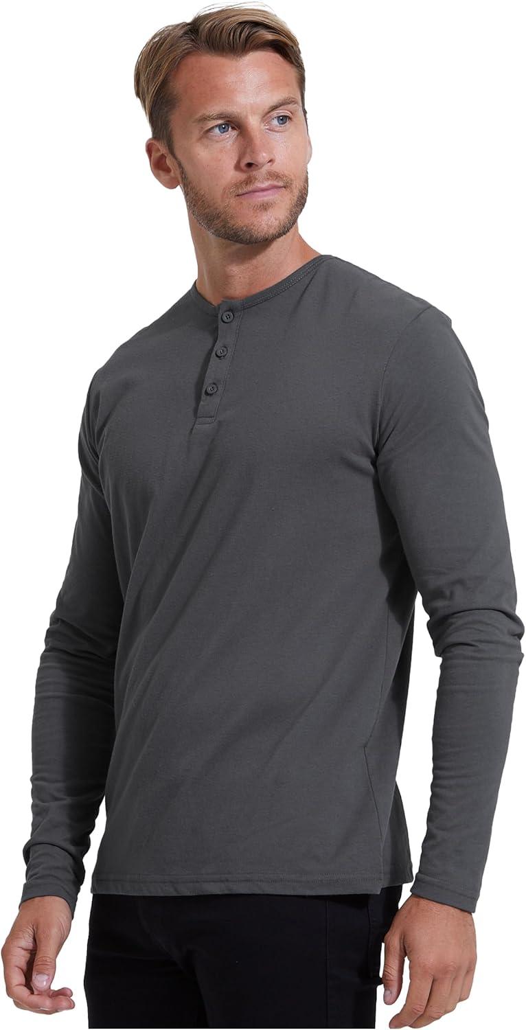 imageTrue Classic Long Sleeve Shirts for Men  Henley Waffle ampamp Crew Neck Long Sleeve T Shirt  Regular and Tall Thermal ShirtsCarbon