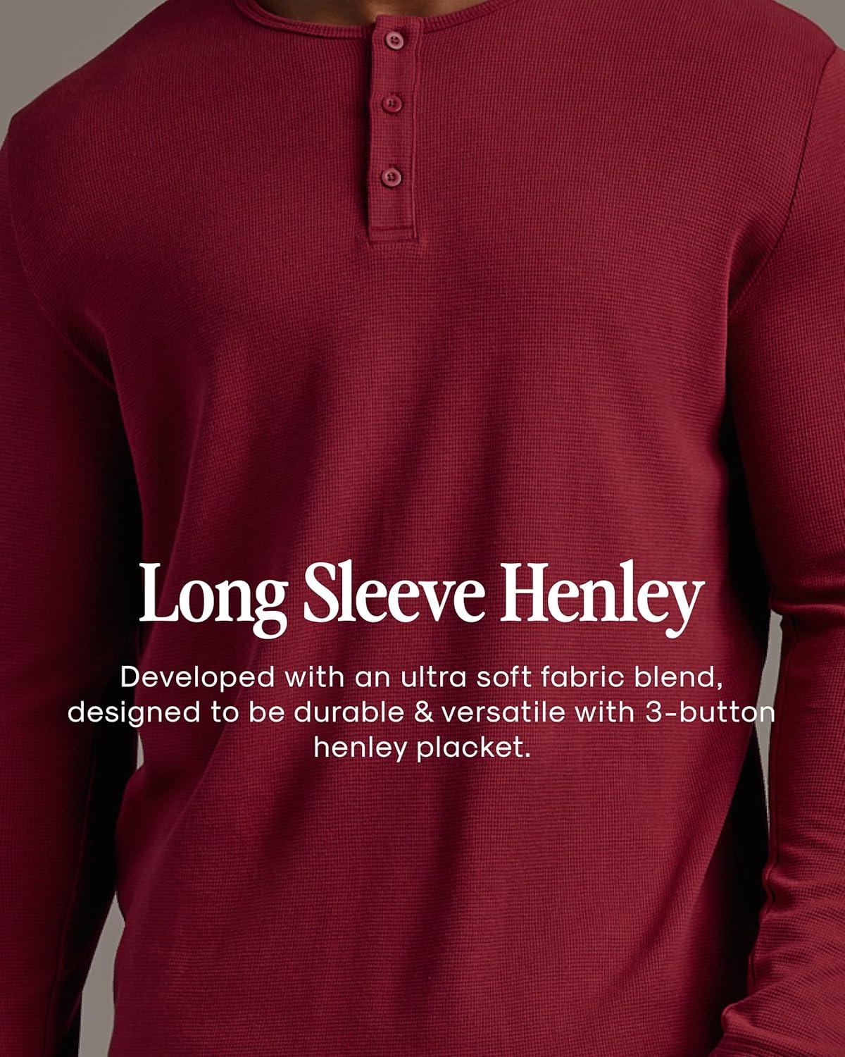 imageTrue Classic Long Sleeve Shirts for Men  Henley Waffle ampamp Crew Neck Long Sleeve T Shirt  Regular and Tall Thermal ShirtsHeather Gray