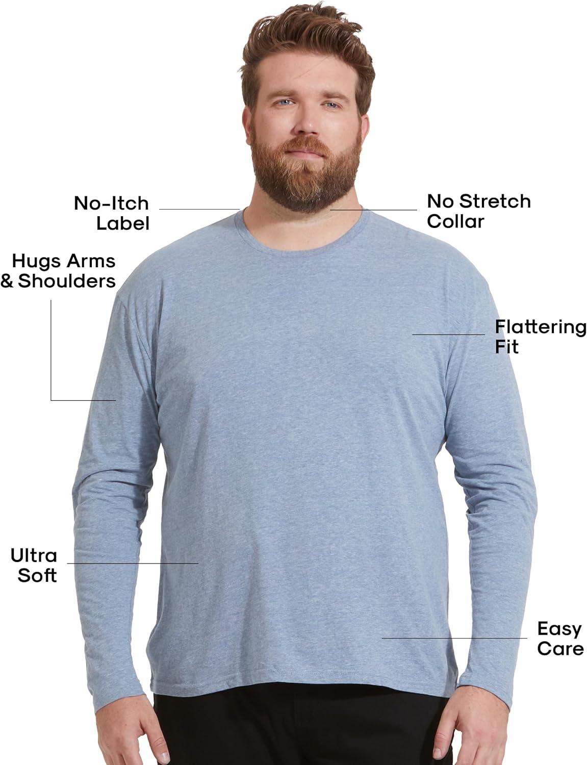 imageTrue Classic Long Sleeve Shirts for Men  Henley Waffle ampamp Crew Neck Long Sleeve T Shirt  Regular and Tall Thermal ShirtsHeather Indigo