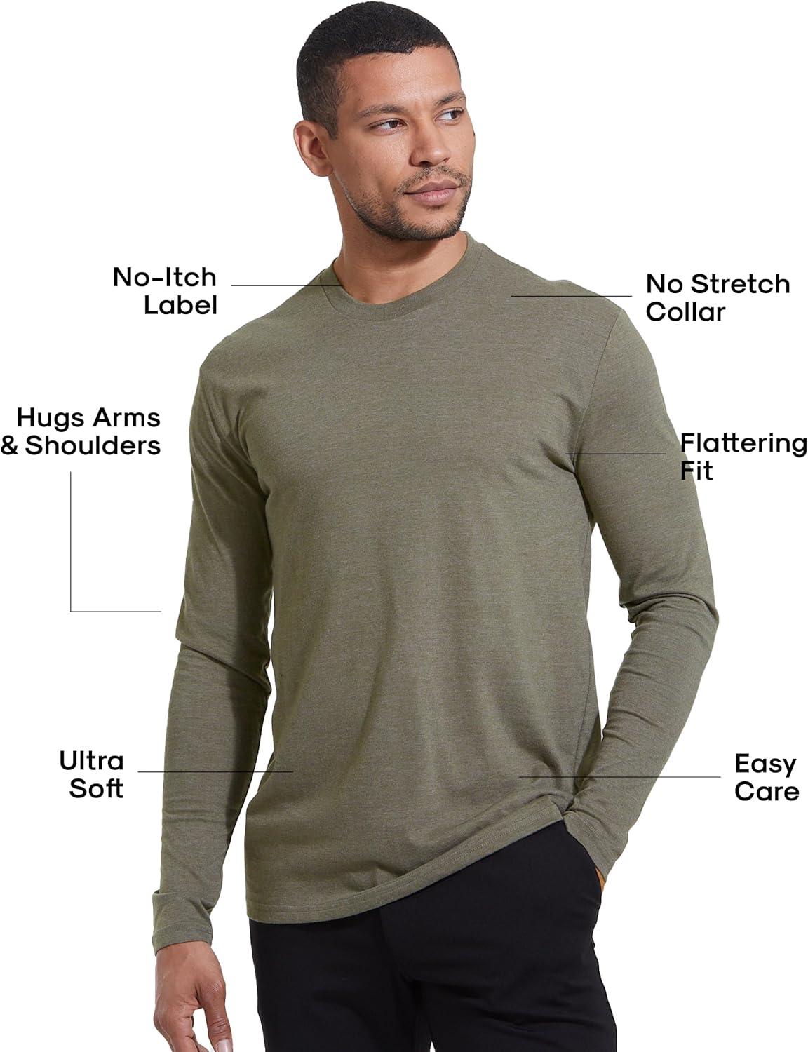 imageTrue Classic Long Sleeve Shirts for Men  Henley Waffle ampamp Crew Neck Long Sleeve T Shirt  Regular and Tall Thermal ShirtsHeather Military Green