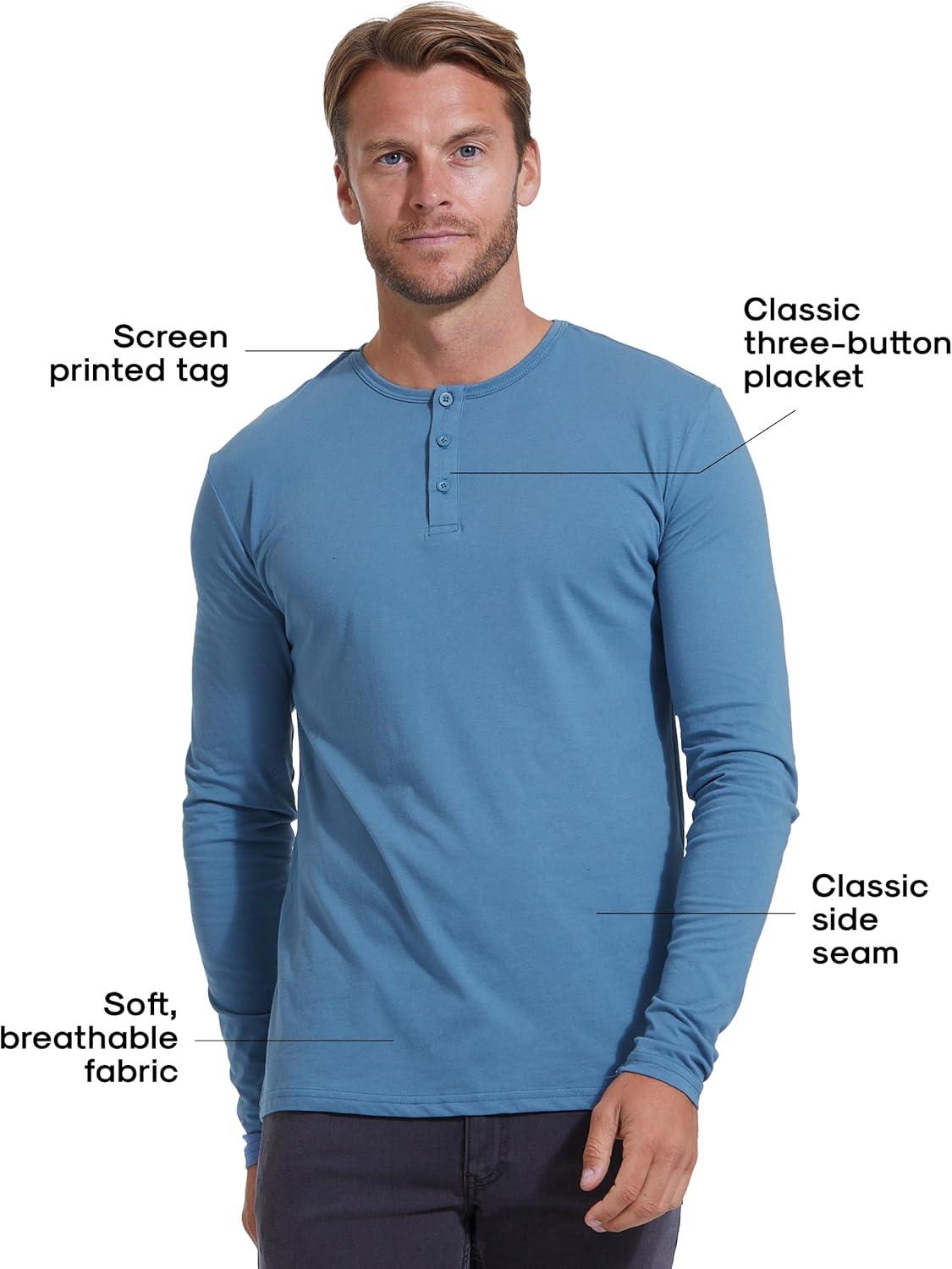 imageTrue Classic Long Sleeve Shirts for Men  Henley Waffle ampamp Crew Neck Long Sleeve T Shirt  Regular and Tall Thermal ShirtsIndigo