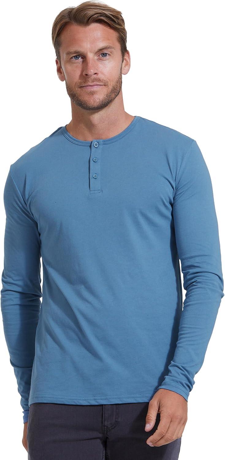 imageTrue Classic Long Sleeve Shirts for Men  Henley Waffle ampamp Crew Neck Long Sleeve T Shirt  Regular and Tall Thermal ShirtsIndigo