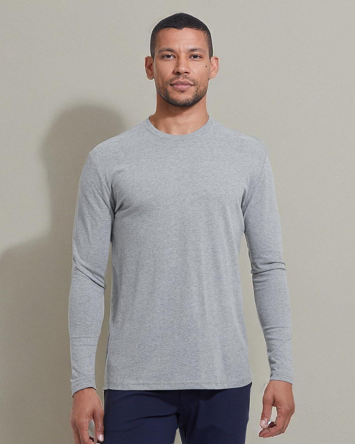 imageTrue Classic Long Sleeve Shirts for Men  Henley Waffle ampamp Crew Neck Long Sleeve T Shirt  Regular and Tall Thermal ShirtsLight Gray