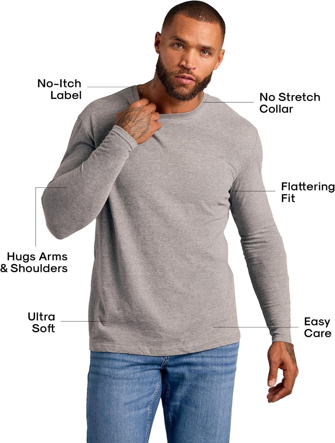 imageTrue Classic Long Sleeve Shirts for Men  Henley Waffle ampamp Crew Neck Long Sleeve T Shirt  Regular and Tall Thermal ShirtsLight Gray