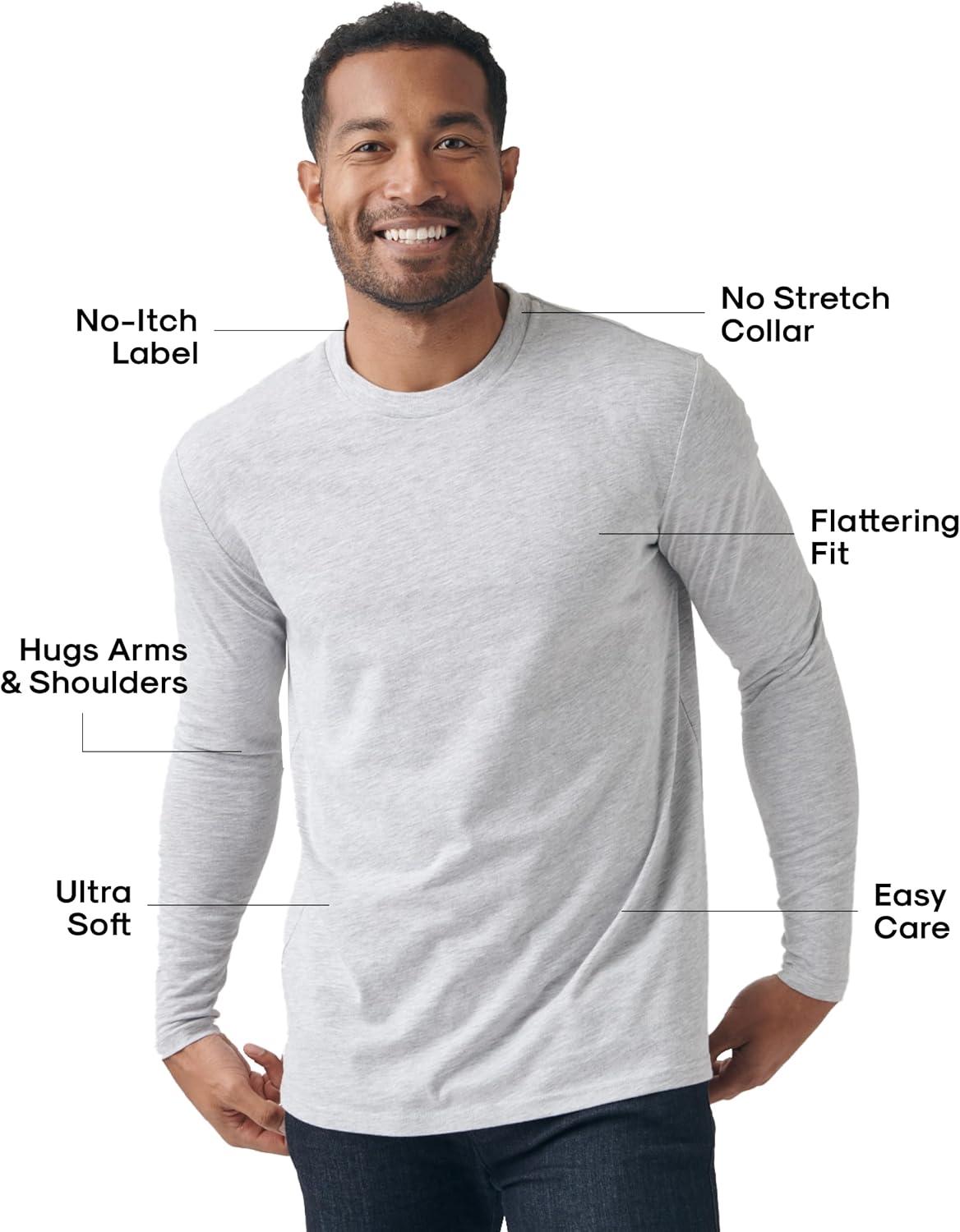 imageTrue Classic Long Sleeve Shirts for Men  Henley Waffle ampamp Crew Neck Long Sleeve T Shirt  Regular and Tall Thermal ShirtsLight Heather Gray