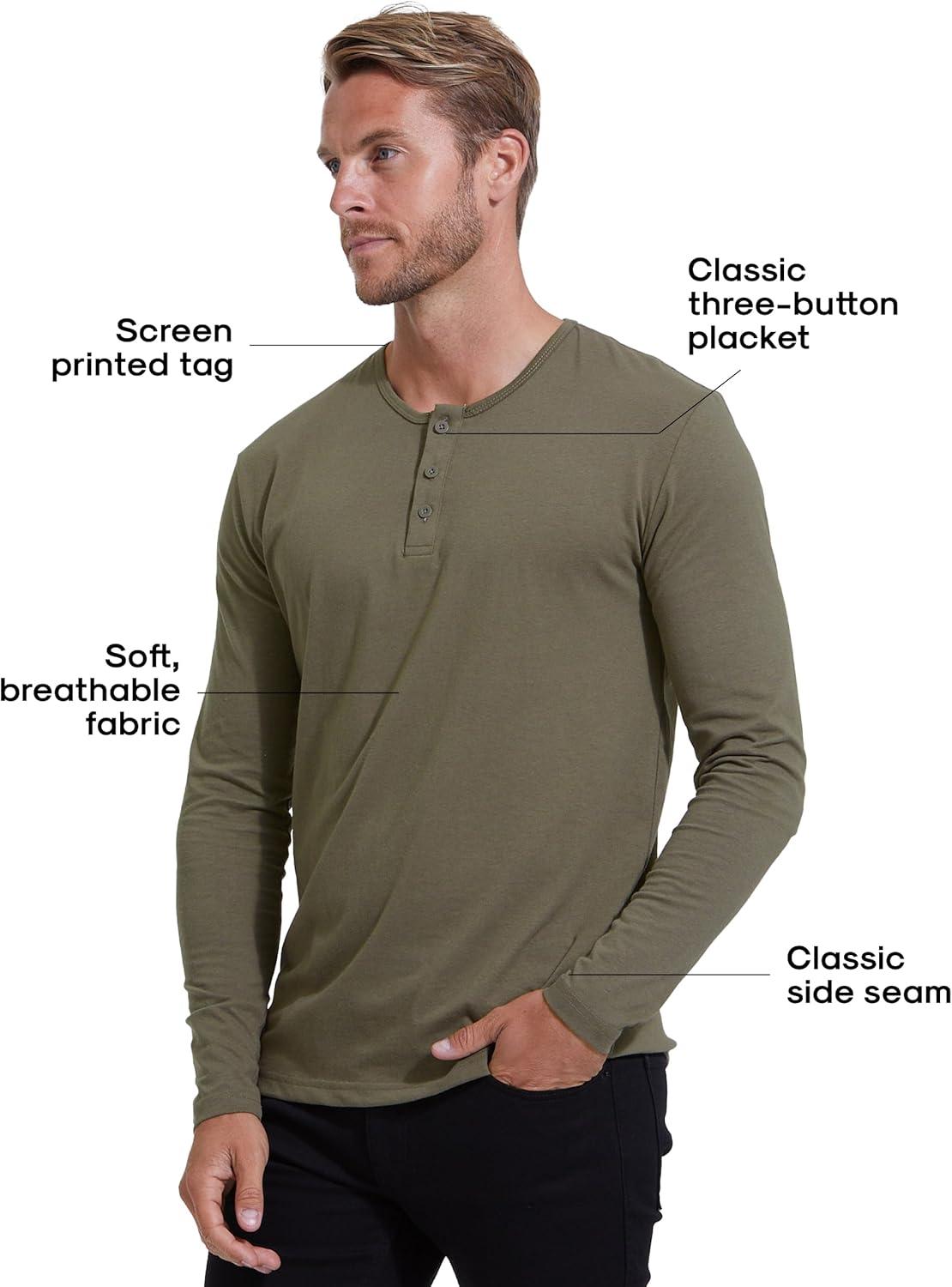 imageTrue Classic Long Sleeve Shirts for Men  Henley Waffle ampamp Crew Neck Long Sleeve T Shirt  Regular and Tall Thermal ShirtsMilitary Green