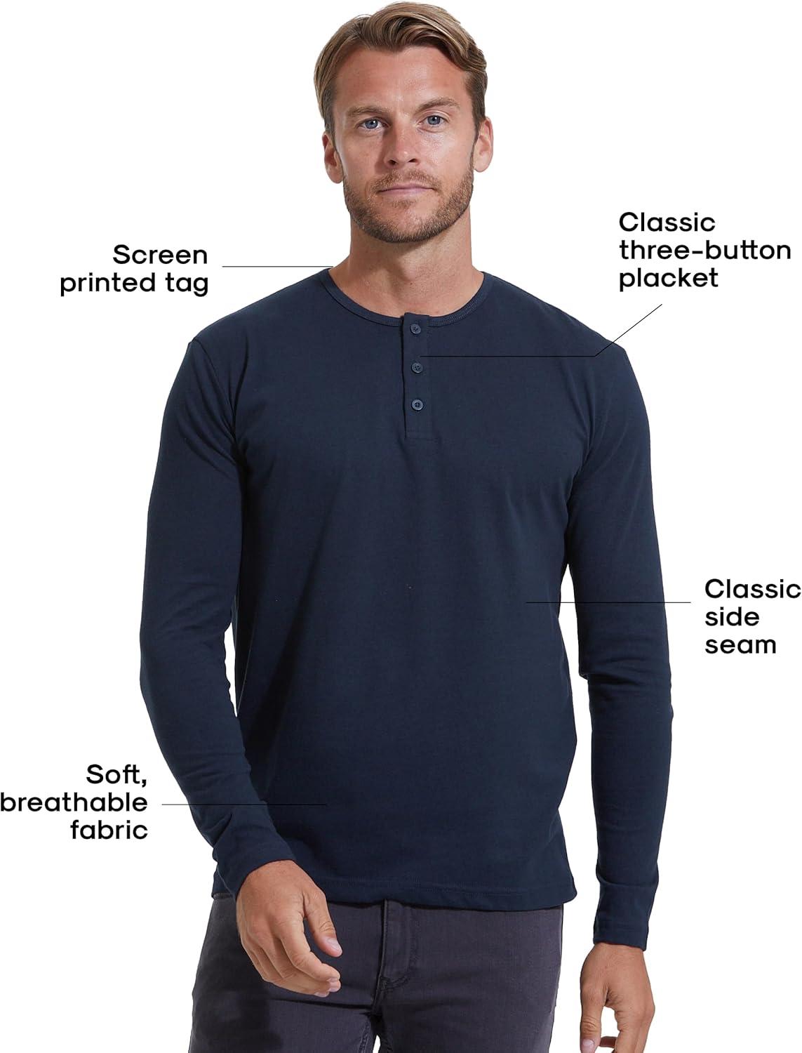 imageTrue Classic Long Sleeve Shirts for Men  Henley Waffle ampamp Crew Neck Long Sleeve T Shirt  Regular and Tall Thermal ShirtsNavy