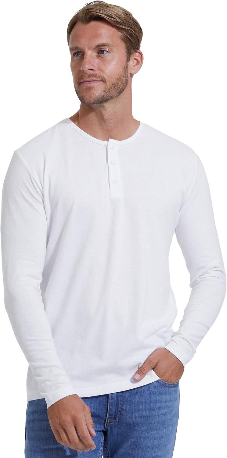 imageTrue Classic Long Sleeve Shirts for Men  Henley Waffle ampamp Crew Neck Long Sleeve T Shirt  Regular and Tall Thermal ShirtsWhite