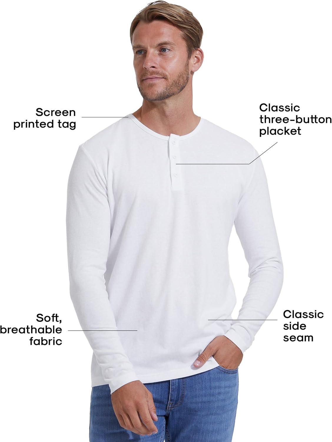 imageTrue Classic Long Sleeve Shirts for Men  Henley Waffle ampamp Crew Neck Long Sleeve T Shirt  Regular and Tall Thermal ShirtsWhite
