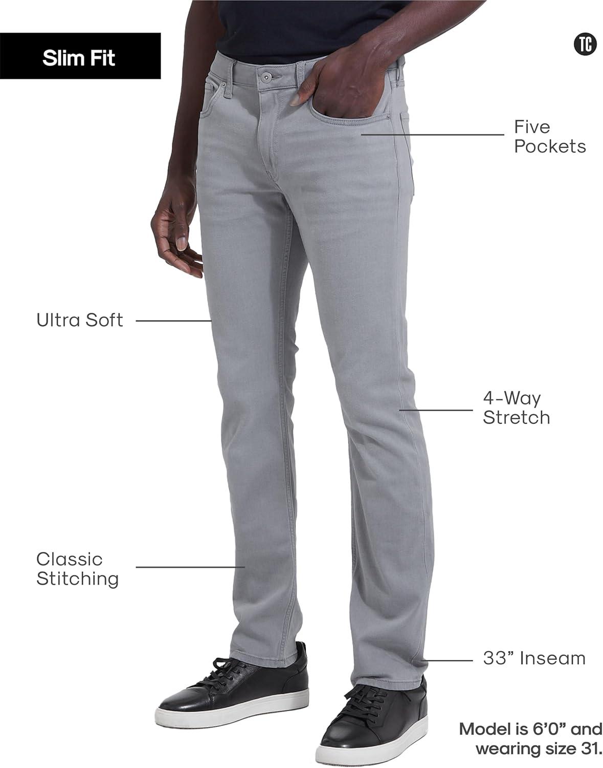 imageTrue Classic Mens Jeans  Stretch Jeans for Men Slim and Straight Fit Mens Stretch JeanMedium Gray