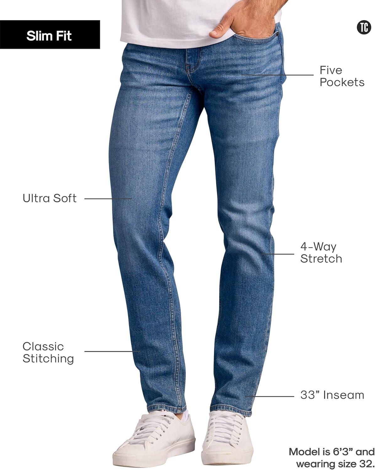 imageTrue Classic Mens Jeans  Stretch Jeans for Men Slim and Straight Fit Mens Stretch JeanMedium Indigo