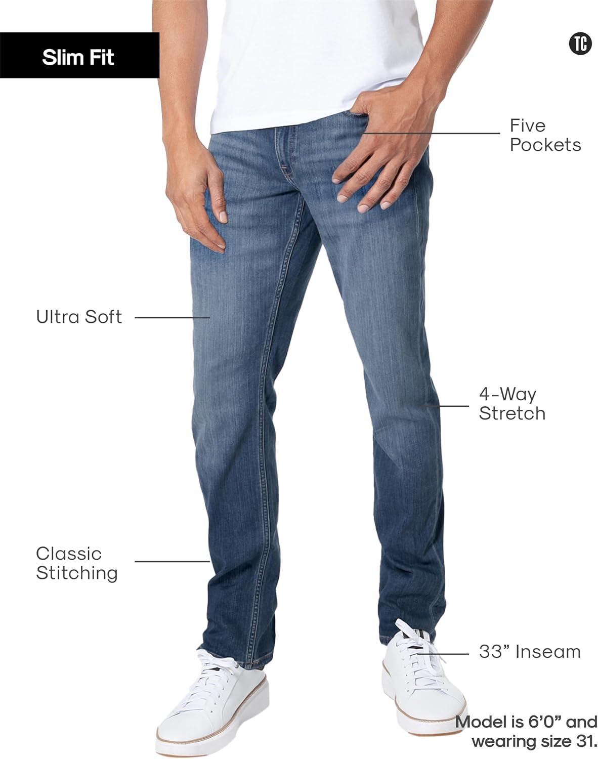 imageTrue Classic Mens Jeans  Stretch Jeans for Men Slim and Straight Fit Mens Stretch JeanMedium Indigo
