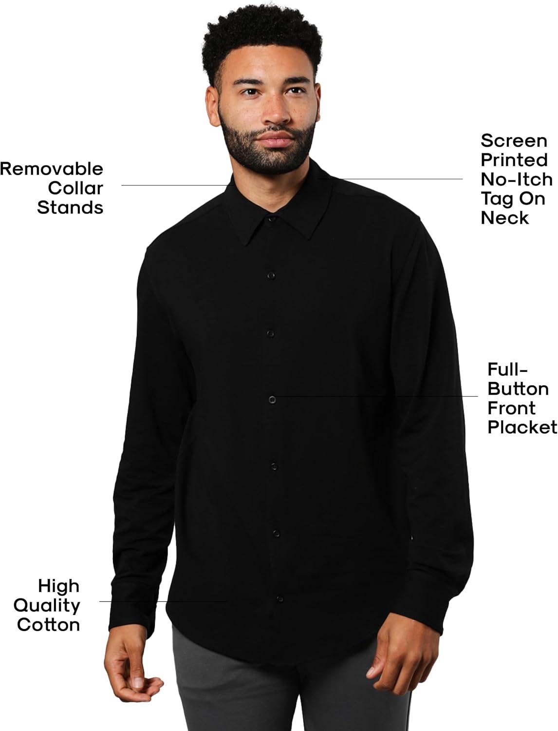 imageTrue Classic Mens Long Sleeve Button Down Shirt  Casual Dress Shirts for Men Quick DryBlack