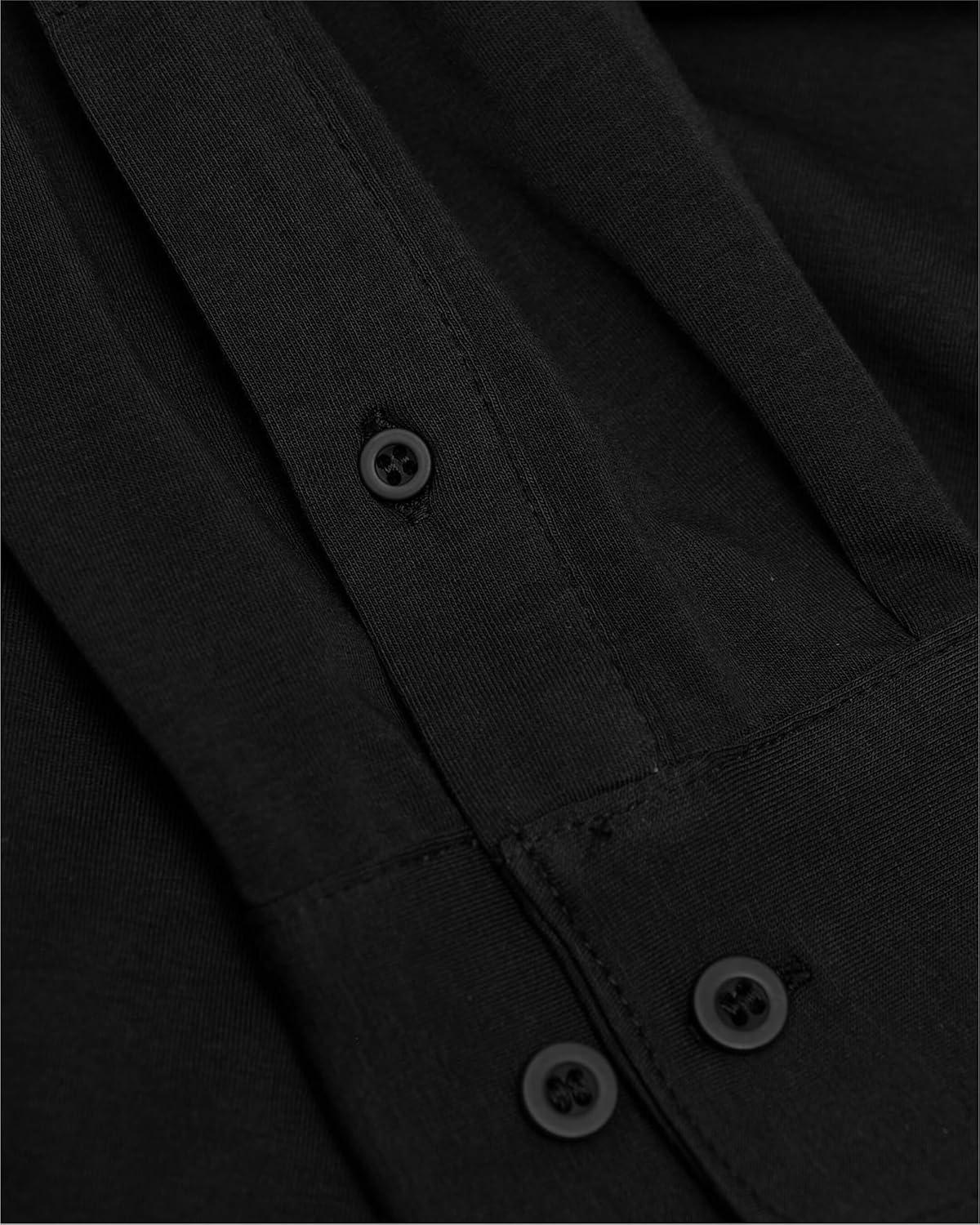 imageTrue Classic Mens Long Sleeve Button Down Shirt  Casual Dress Shirts for Men Quick DryBlack