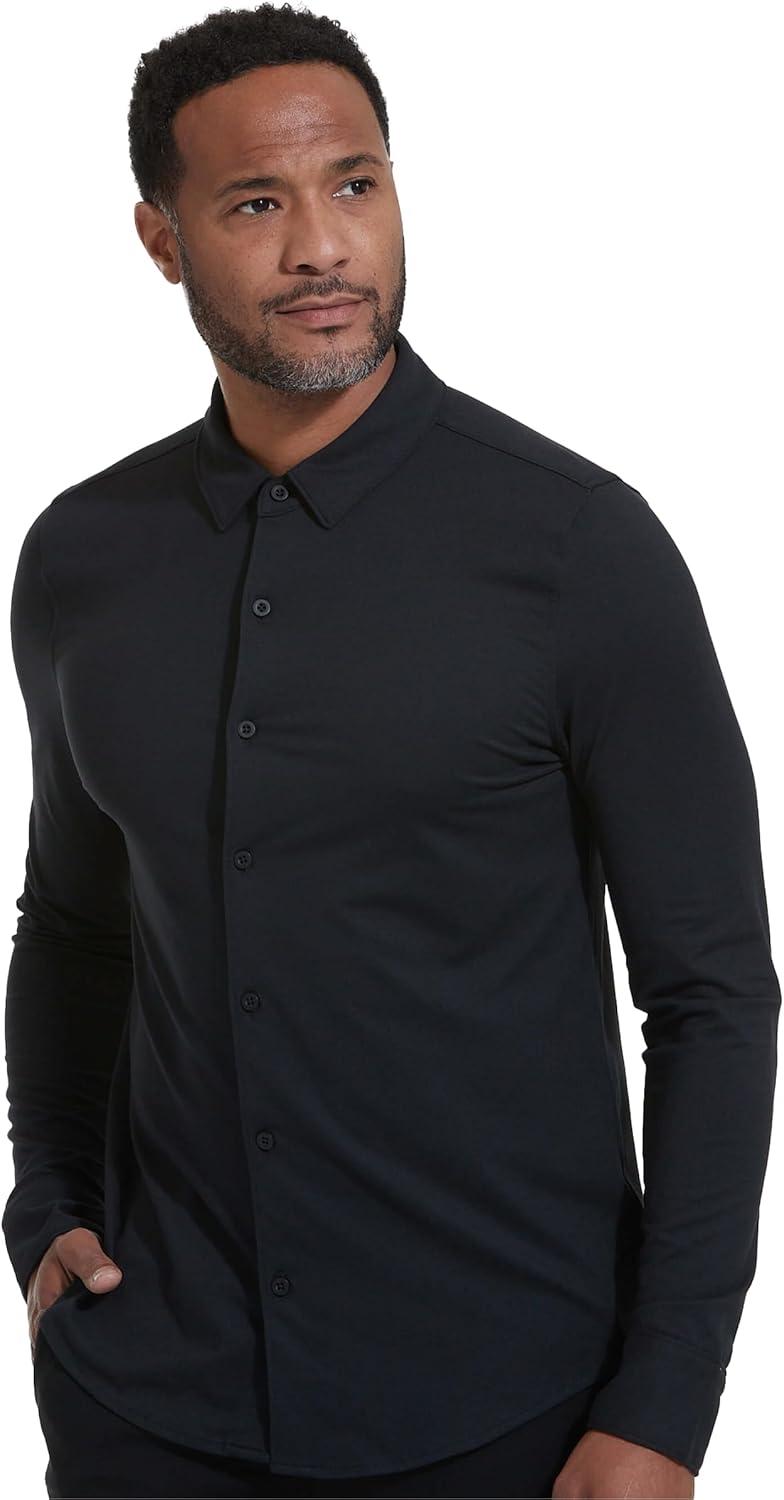 imageTrue Classic Mens Long Sleeve Button Down Shirt  Casual Dress Shirts for Men Quick DryBlack
