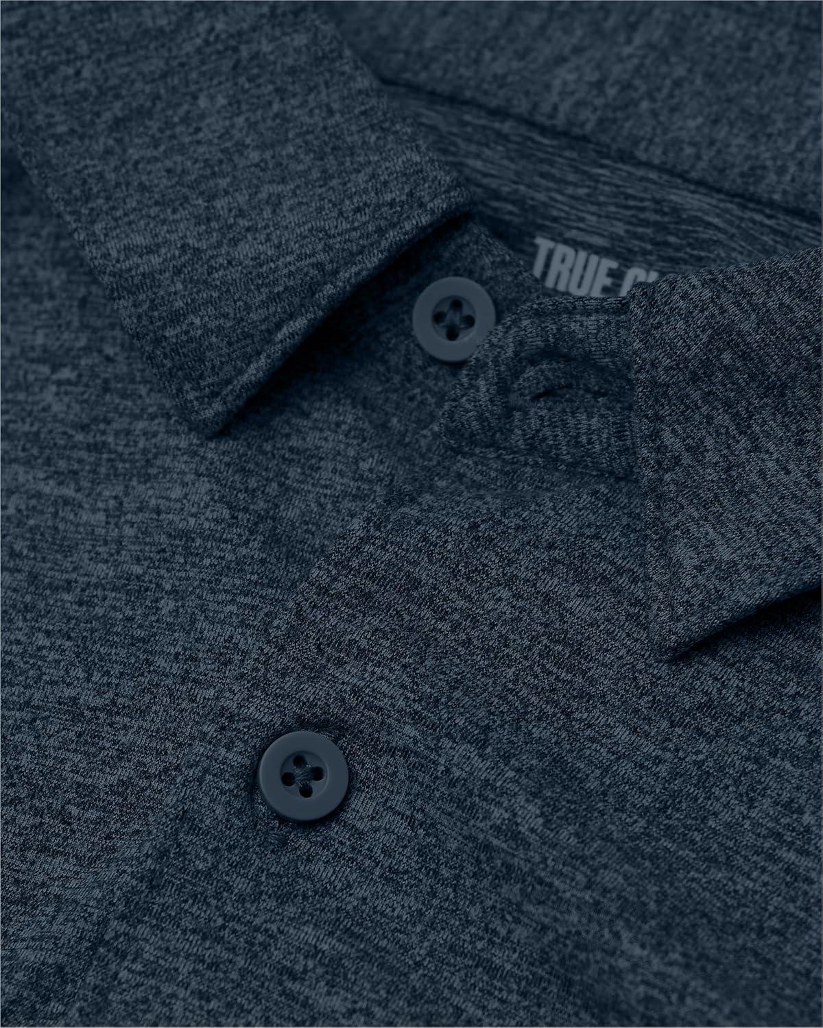 imageTrue Classic Mens Long Sleeve Button Down Shirt  Casual Dress Shirts for Men Quick DryDark Heather Navy