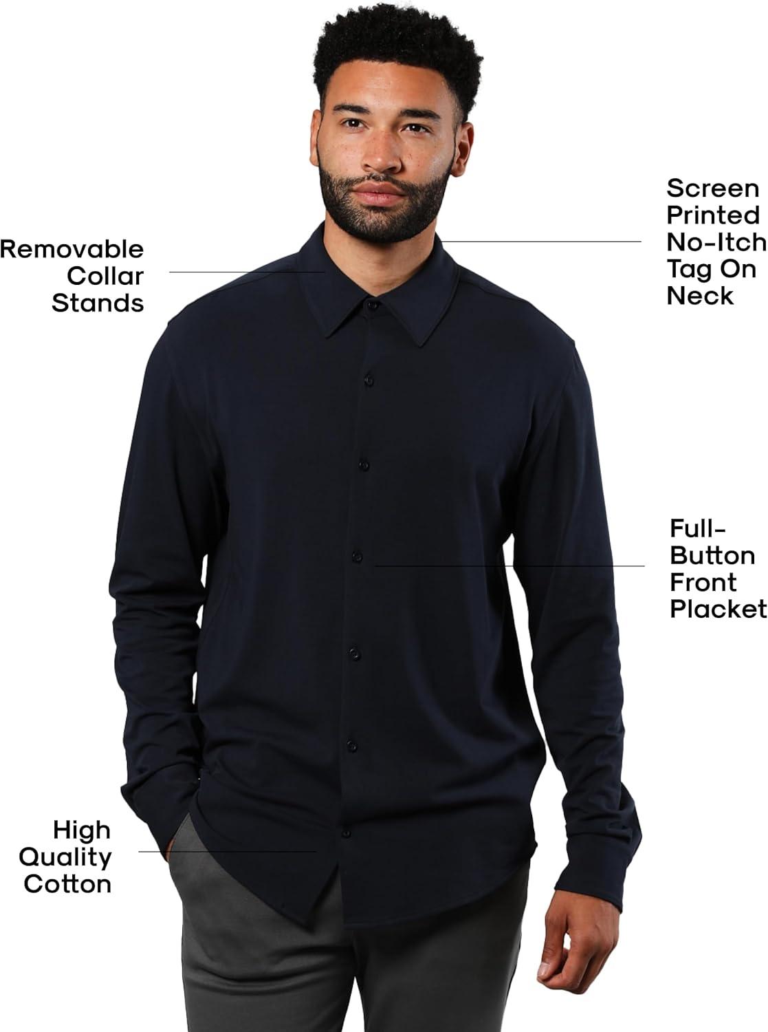 imageTrue Classic Mens Long Sleeve Button Down Shirt  Casual Dress Shirts for Men Quick DryNavy