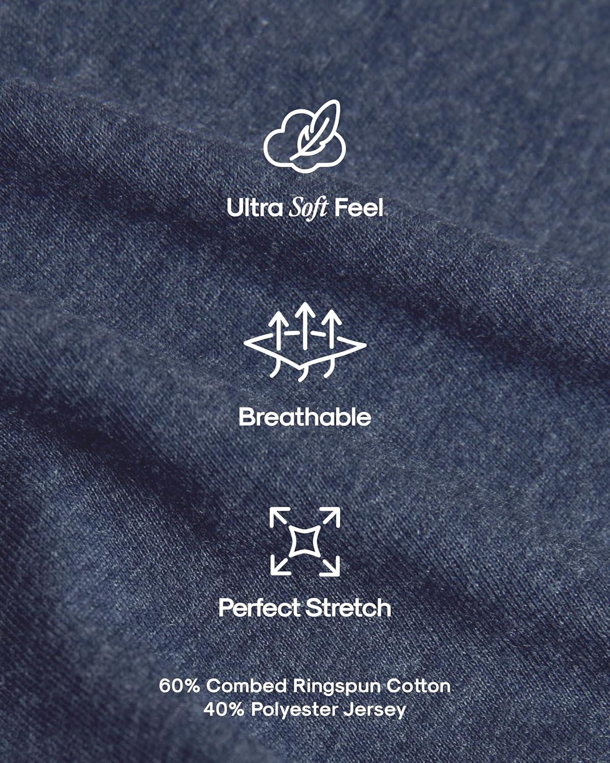 imageTrue Classic Mens TShirts  Short Sleeve Crew Neck T Shirts for Man Cotton Blend Plain Novelty Mens TShirtsHeather Navy