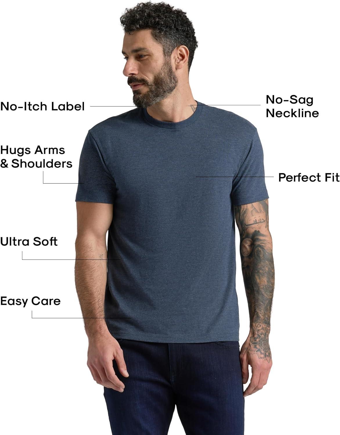 imageTrue Classic Mens TShirts  Short Sleeve Crew Neck T Shirts for Man Cotton Blend Plain Novelty Mens TShirtsHeather Navy