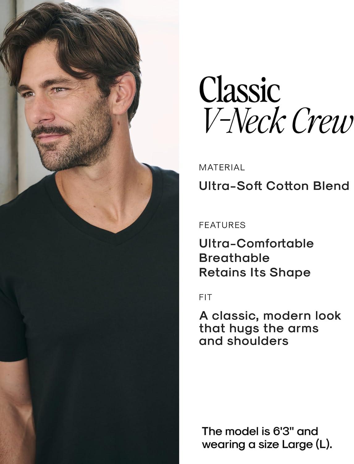 imageTrue Classic Mens V Neck T Shirts  Cotton V Neck Shirts for Men VNeck Mens TShirts and Undershirts for Men PackSinglesBlack