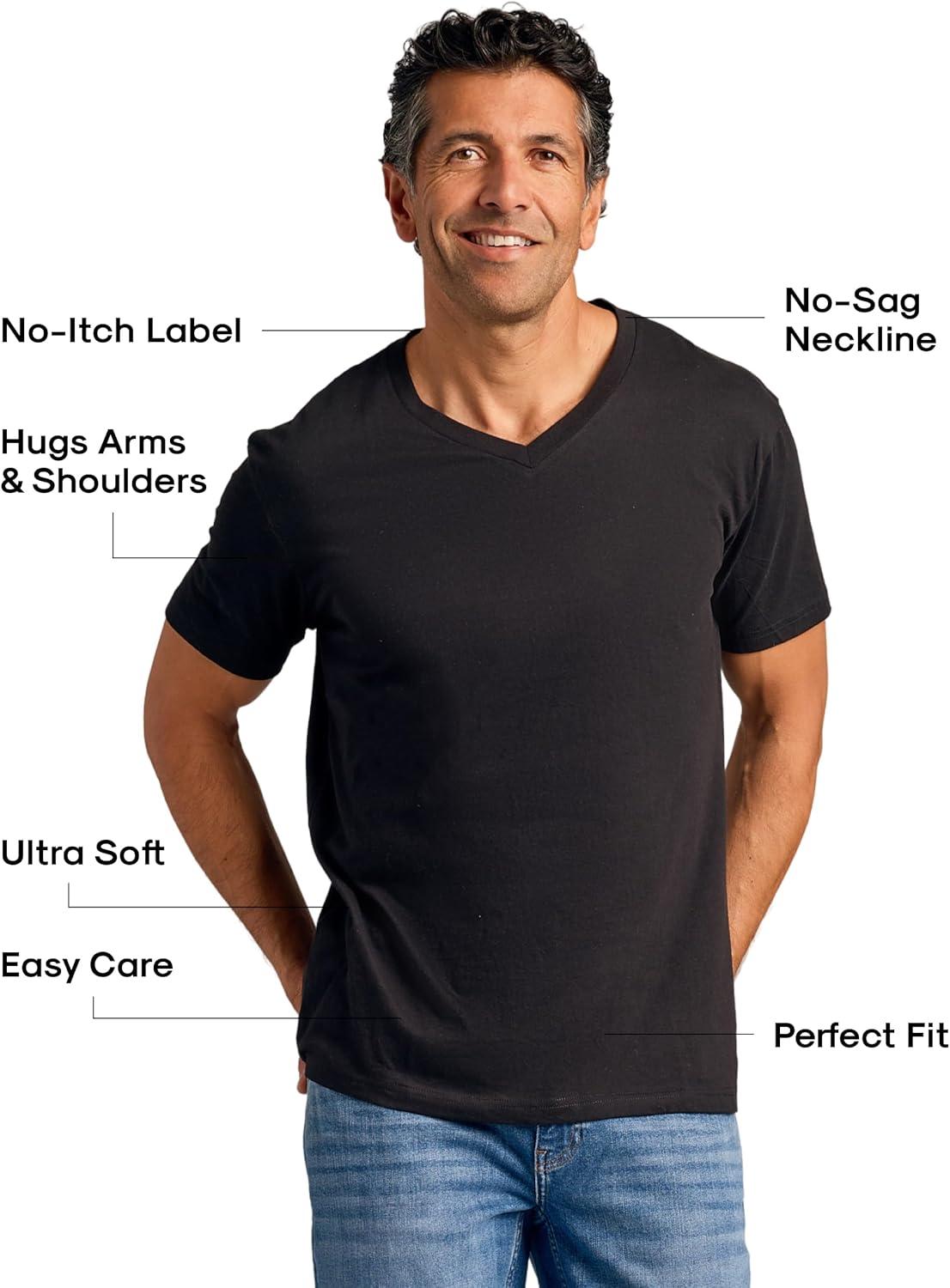 imageTrue Classic Mens V Neck T Shirts  Cotton V Neck Shirts for Men VNeck Mens TShirts and Undershirts for Men PackSinglesBlackCarbonWhite 3pack