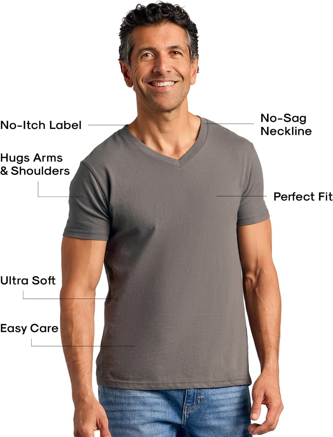 imageTrue Classic Mens V Neck T Shirts  Cotton V Neck Shirts for Men VNeck Mens TShirts and Undershirts for Men PackSinglesCarbon