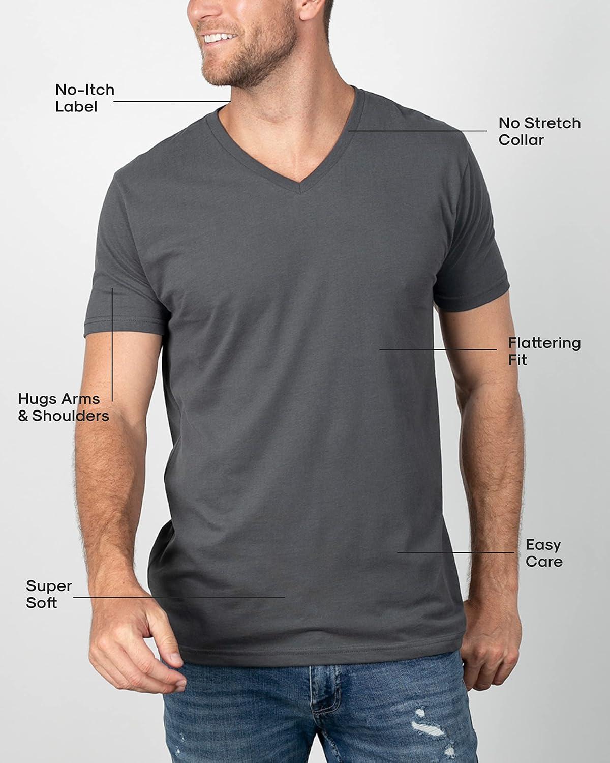 imageTrue Classic Mens V Neck T Shirts  Cotton V Neck Shirts for Men VNeck Mens TShirts and Undershirts for Men PackSinglesCharcoal Heather Gray