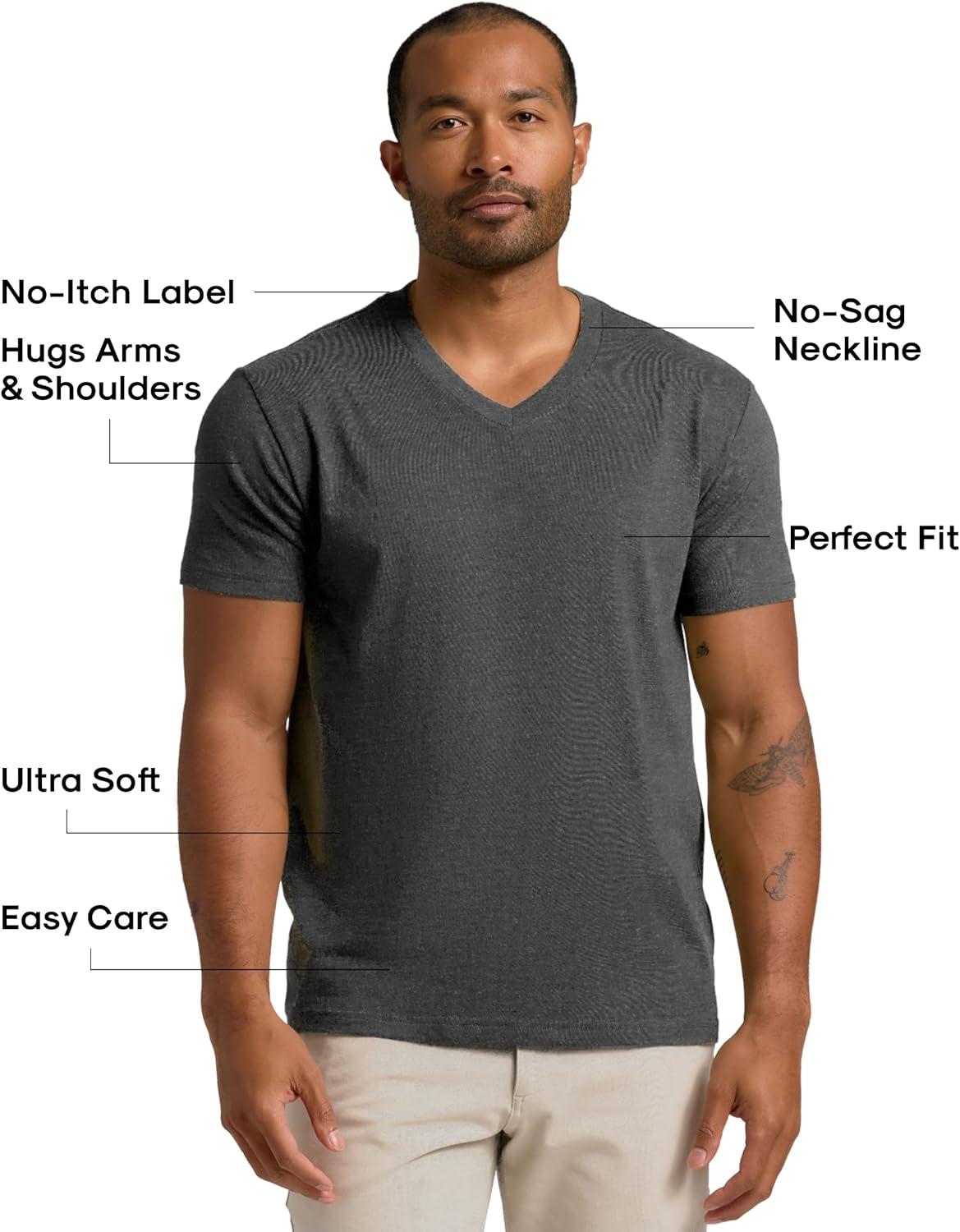 imageTrue Classic Mens V Neck T Shirts  Cotton V Neck Shirts for Men VNeck Mens TShirts and Undershirts for Men PackSinglesCharcoal Heather Gray