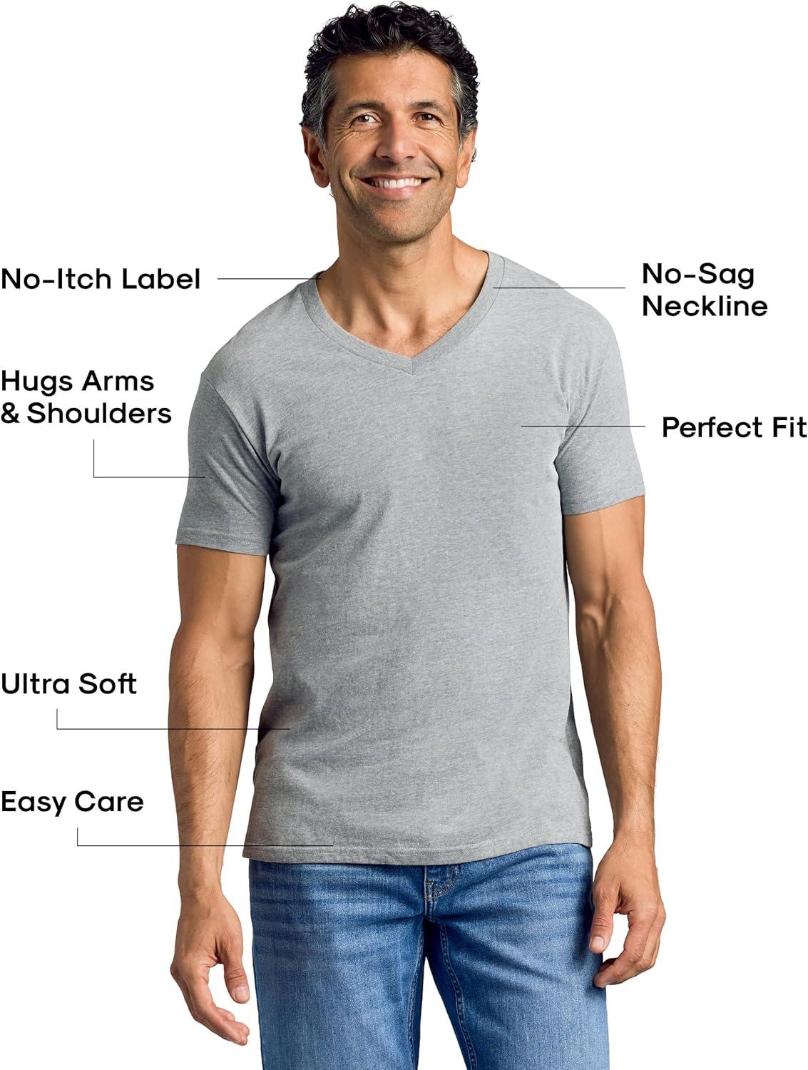 imageTrue Classic Mens V Neck T Shirts  Cotton V Neck Shirts for Men VNeck Mens TShirts and Undershirts for Men PackSinglesHeather Gray