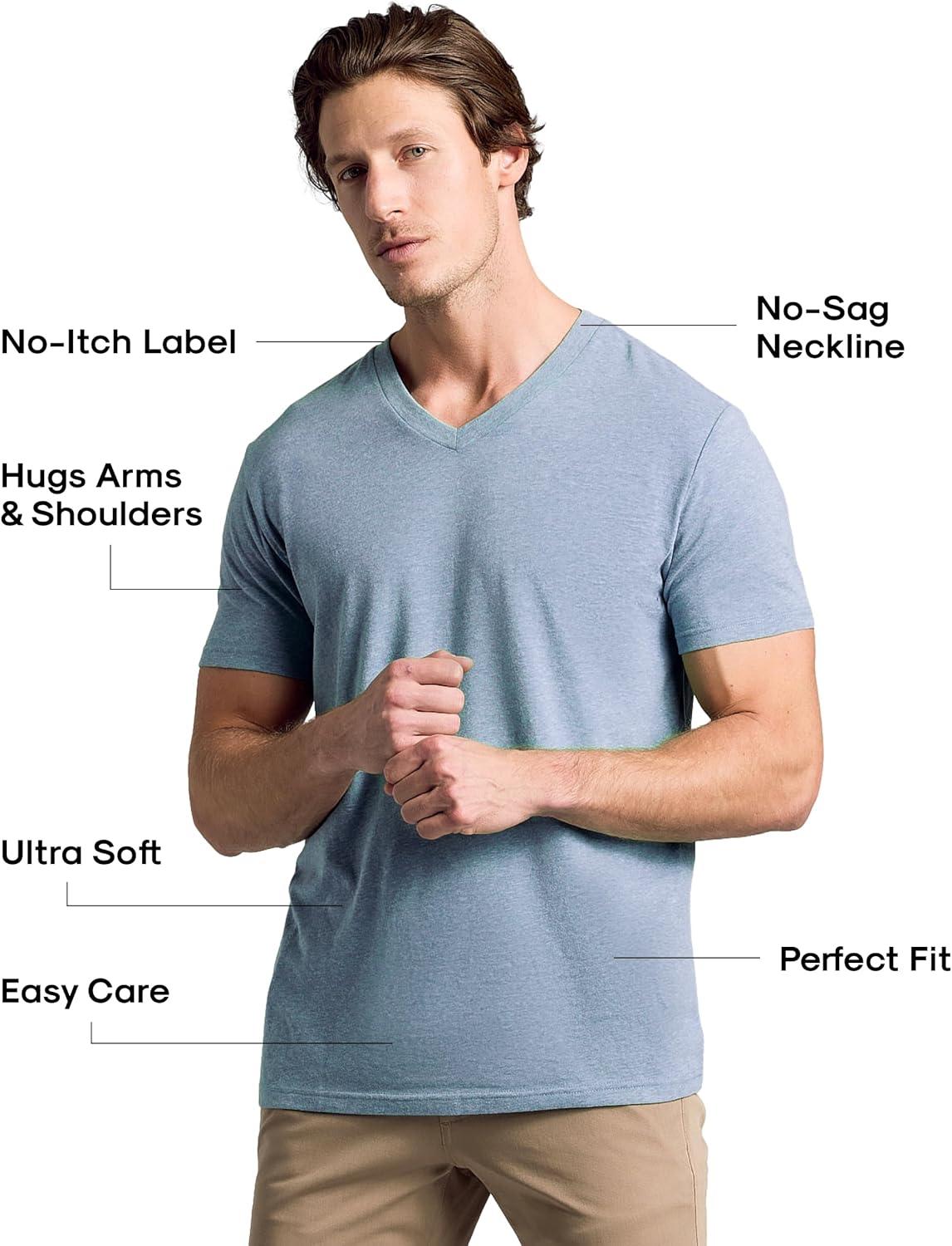 imageTrue Classic Mens V Neck T Shirts  Cotton V Neck Shirts for Men VNeck Mens TShirts and Undershirts for Men PackSinglesHeather Indigo