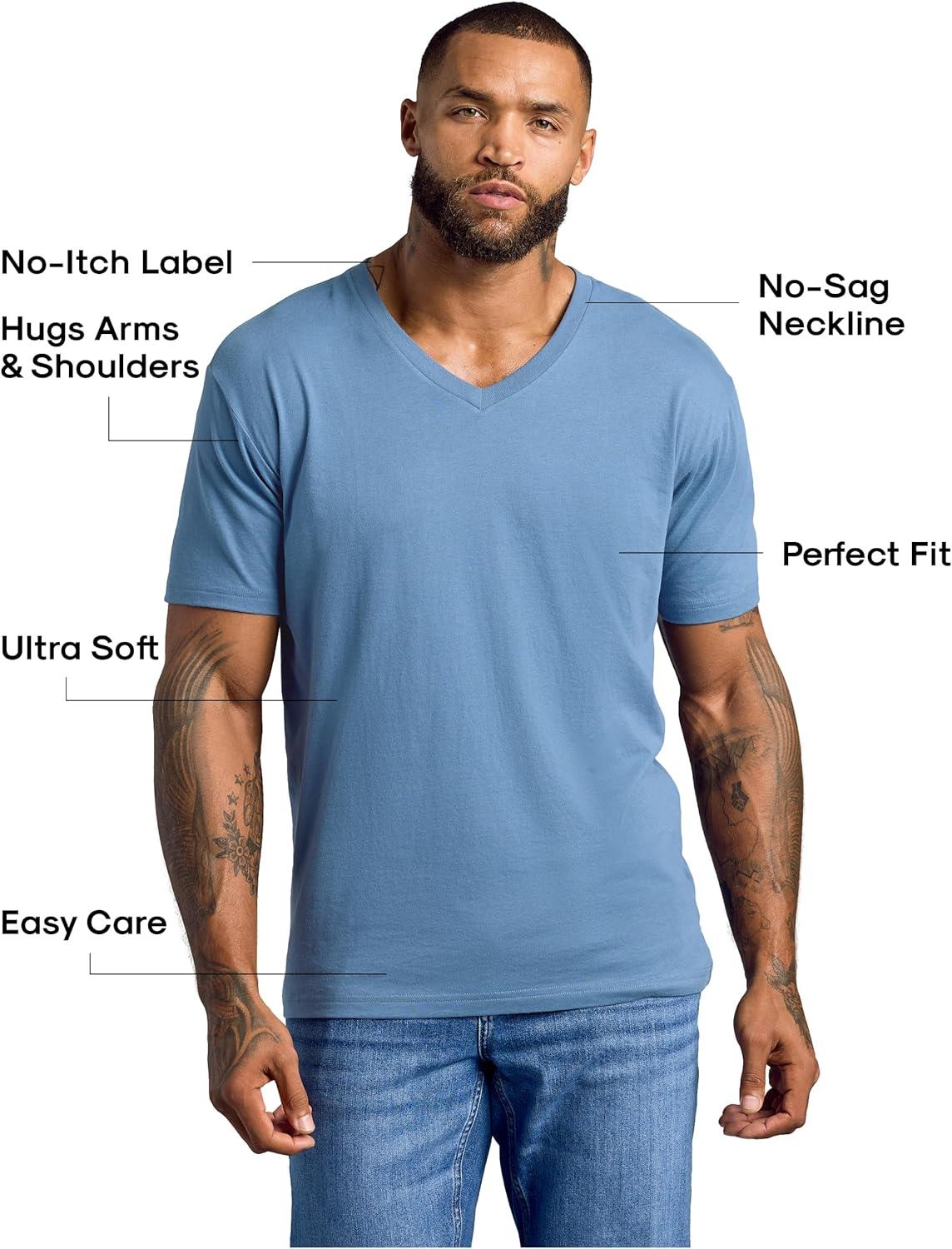 imageTrue Classic Mens V Neck T Shirts  Cotton V Neck Shirts for Men VNeck Mens TShirts and Undershirts for Men PackSinglesIndigo