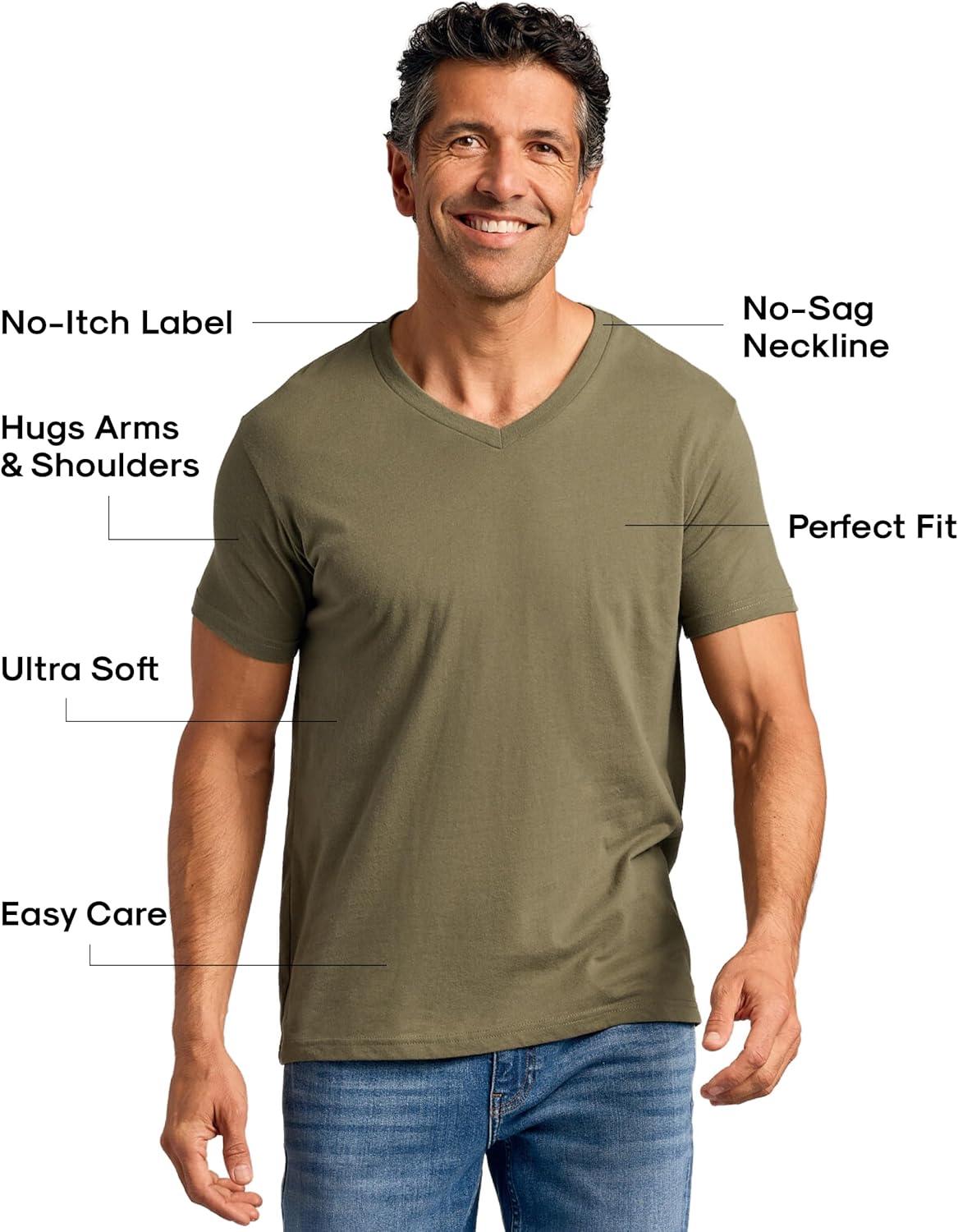 imageTrue Classic Mens V Neck T Shirts  Cotton V Neck Shirts for Men VNeck Mens TShirts and Undershirts for Men PackSinglesMilitary Green