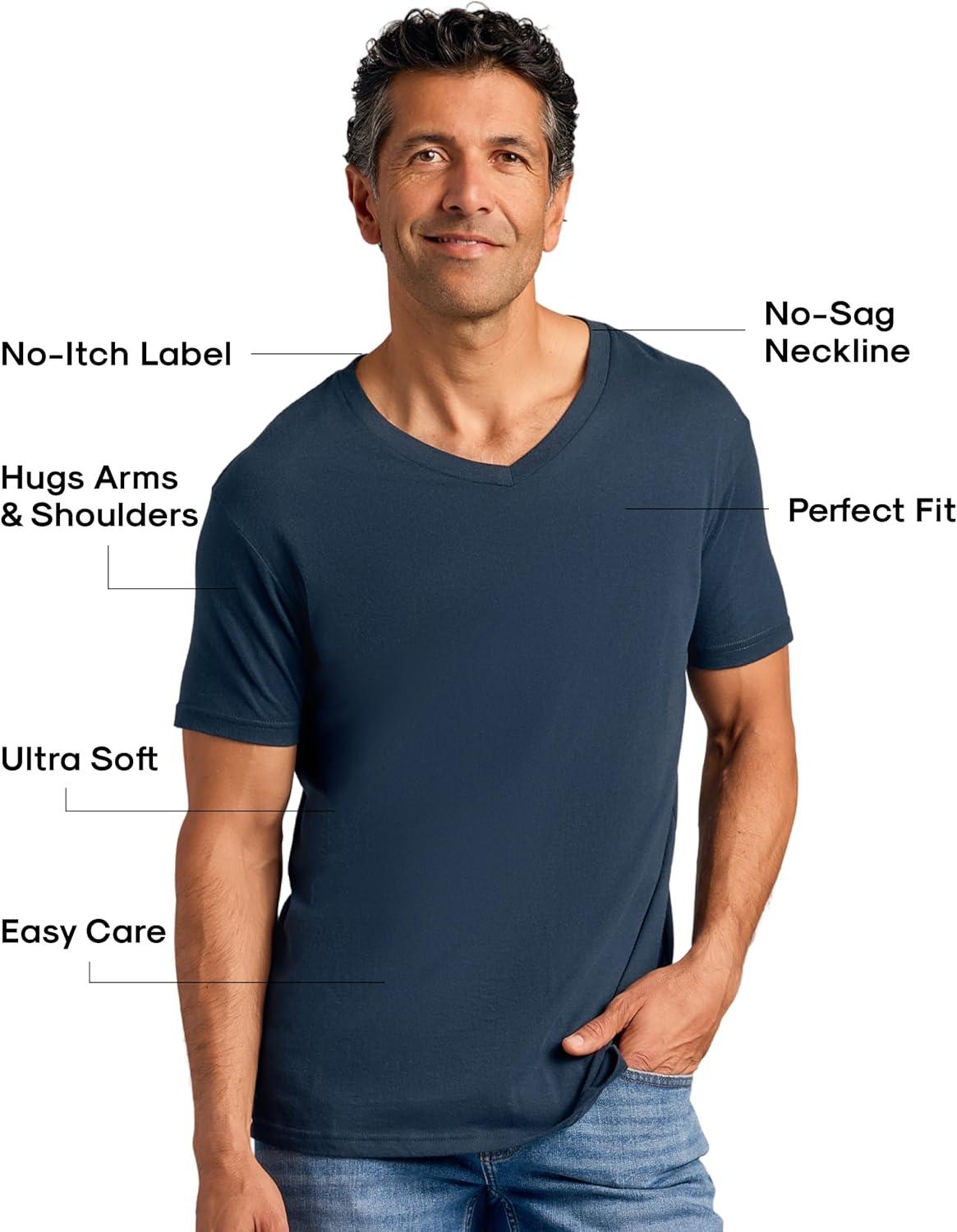imageTrue Classic Mens V Neck T Shirts  Cotton V Neck Shirts for Men VNeck Mens TShirts and Undershirts for Men PackSinglesNavy