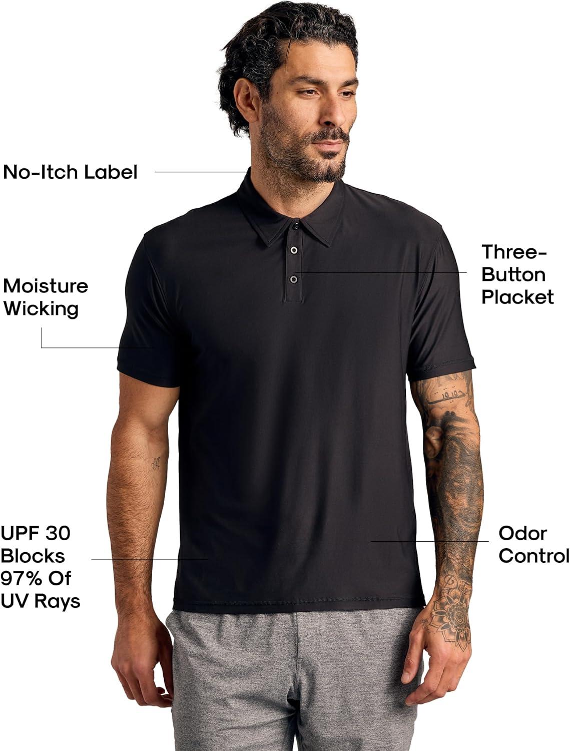 imageTrue Classic Polo Shirts for Men  Mens Polo Shirts Short Sleeve Cotton Dry Fit Golf Shirt for Men Personalized Custom CutBlack