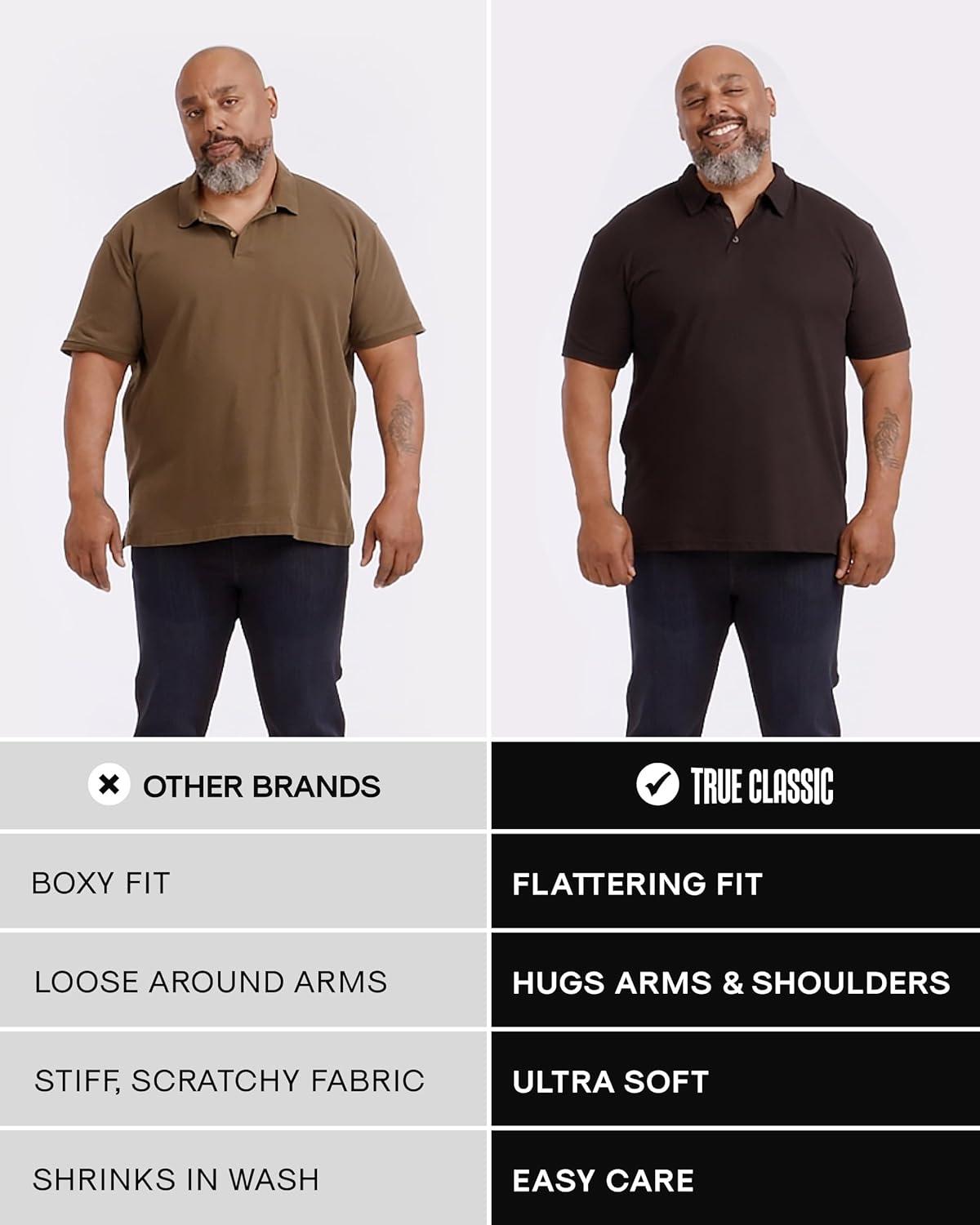 imageTrue Classic Polo Shirts for Men  Mens Polo Shirts Short Sleeve Cotton Dry Fit Golf Shirt for Men Personalized Custom CutCharcoal Heather Gray