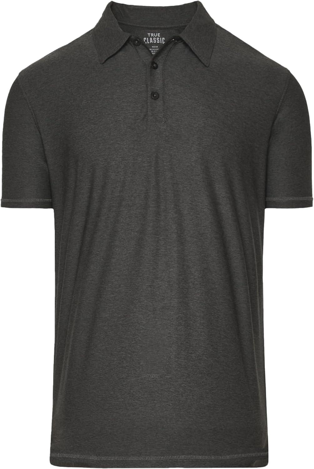 imageTrue Classic Polo Shirts for Men  Mens Polo Shirts Short Sleeve Cotton Dry Fit Golf Shirt for Men Personalized Custom CutCharcoal Heather Gray