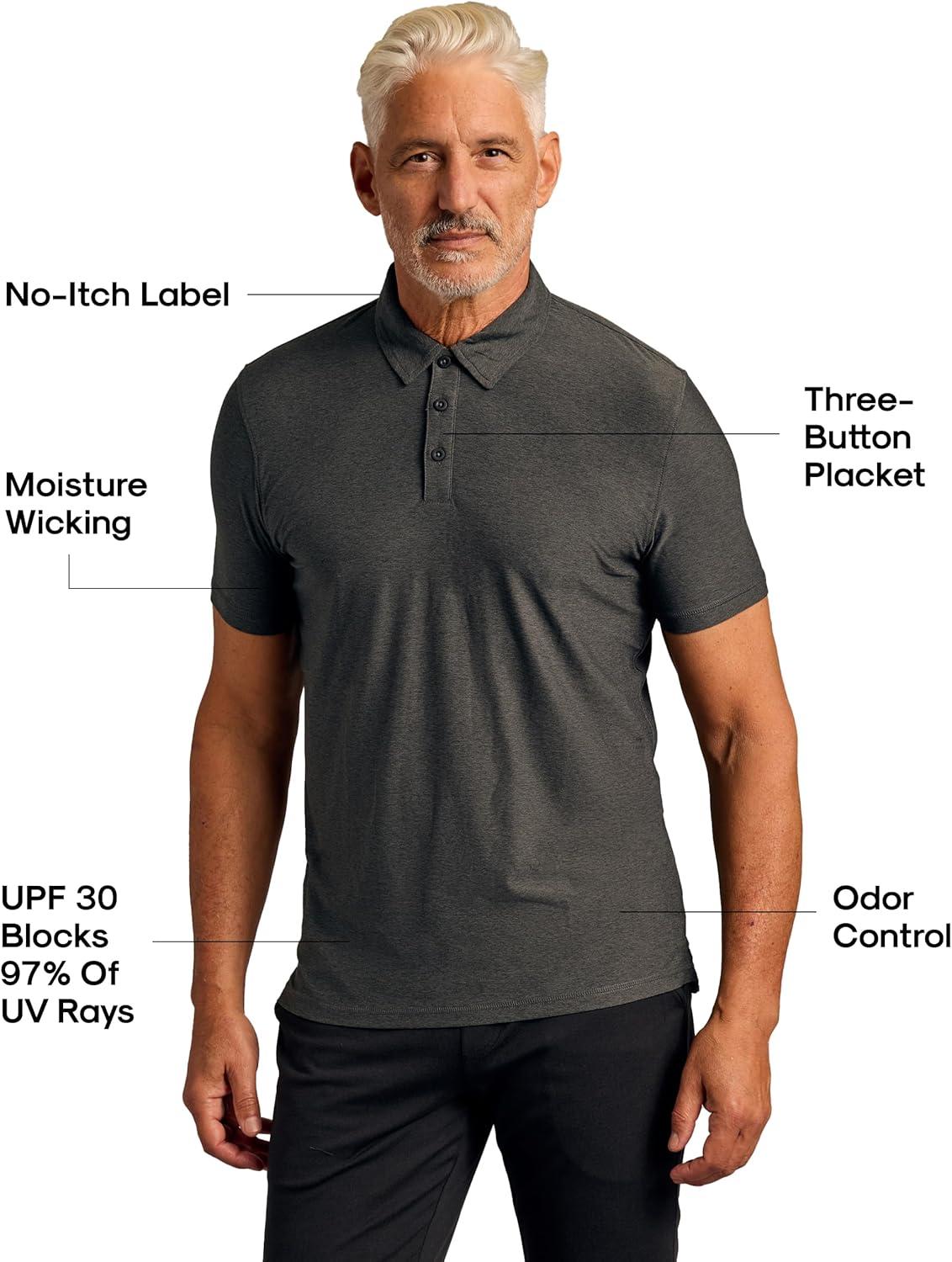 imageTrue Classic Polo Shirts for Men  Mens Polo Shirts Short Sleeve Cotton Dry Fit Golf Shirt for Men Personalized Custom CutCharcoal Heather Gray