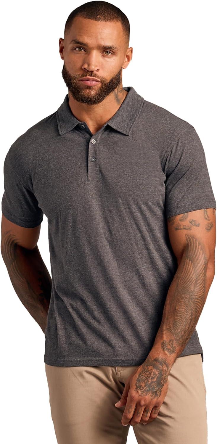 imageTrue Classic Polo Shirts for Men  Mens Polo Shirts Short Sleeve Cotton Dry Fit Golf Shirt for Men Personalized Custom CutCharcoal Heather Gray