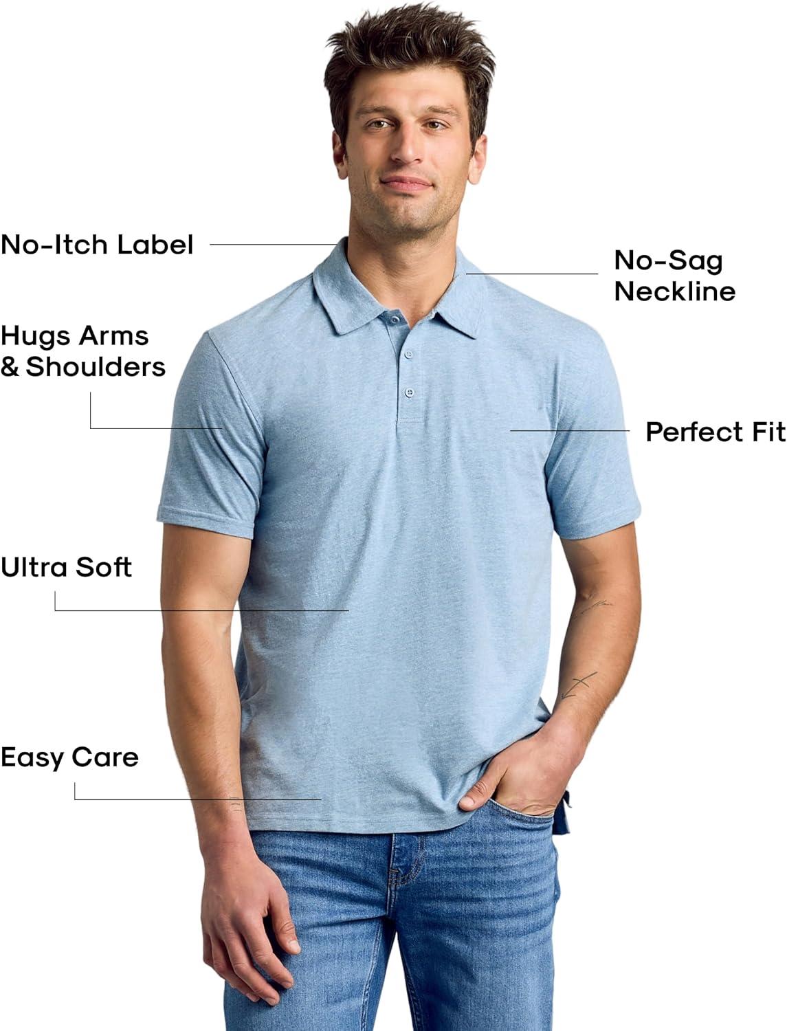 imageTrue Classic Polo Shirts for Men  Mens Polo Shirts Short Sleeve Cotton Dry Fit Golf Shirt for Men Personalized Custom CutHeather Dusk