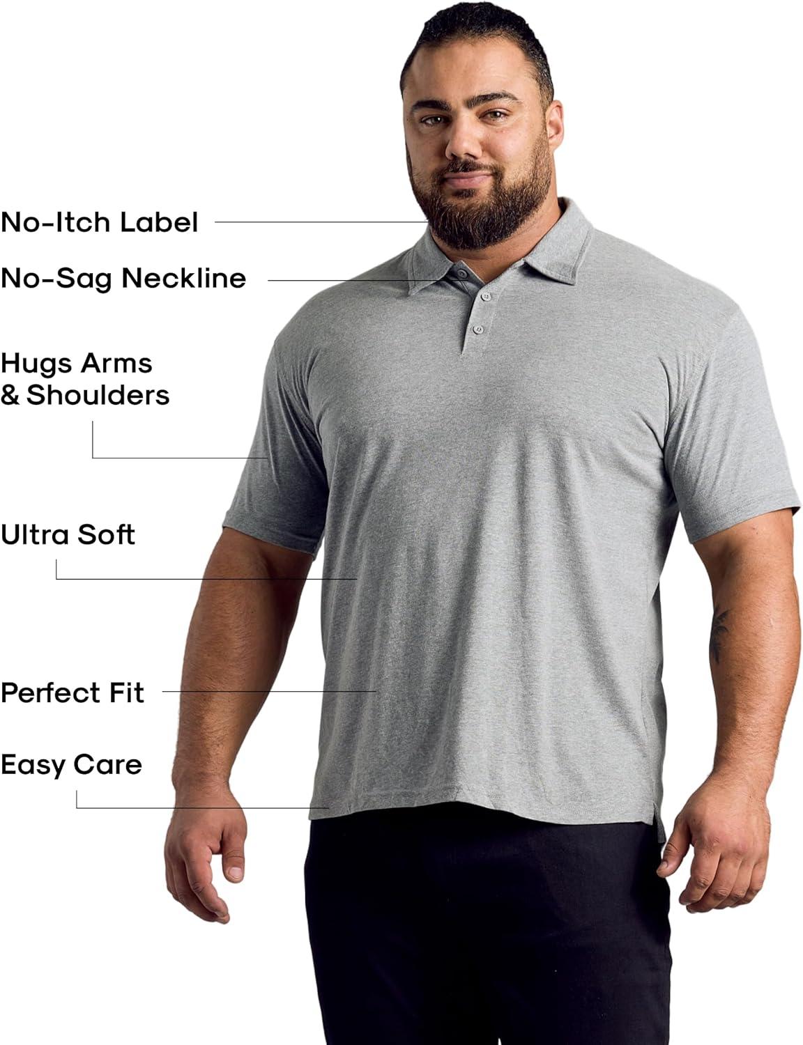 imageTrue Classic Polo Shirts for Men  Mens Polo Shirts Short Sleeve Cotton Dry Fit Golf Shirt for Men Personalized Custom CutHeather Gray