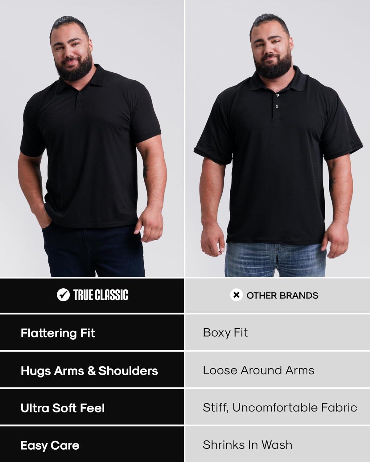 imageTrue Classic Polo Shirts for Men  Mens Polo Shirts Short Sleeve Cotton Dry Fit Golf Shirt for Men Personalized Custom CutHeather Gray