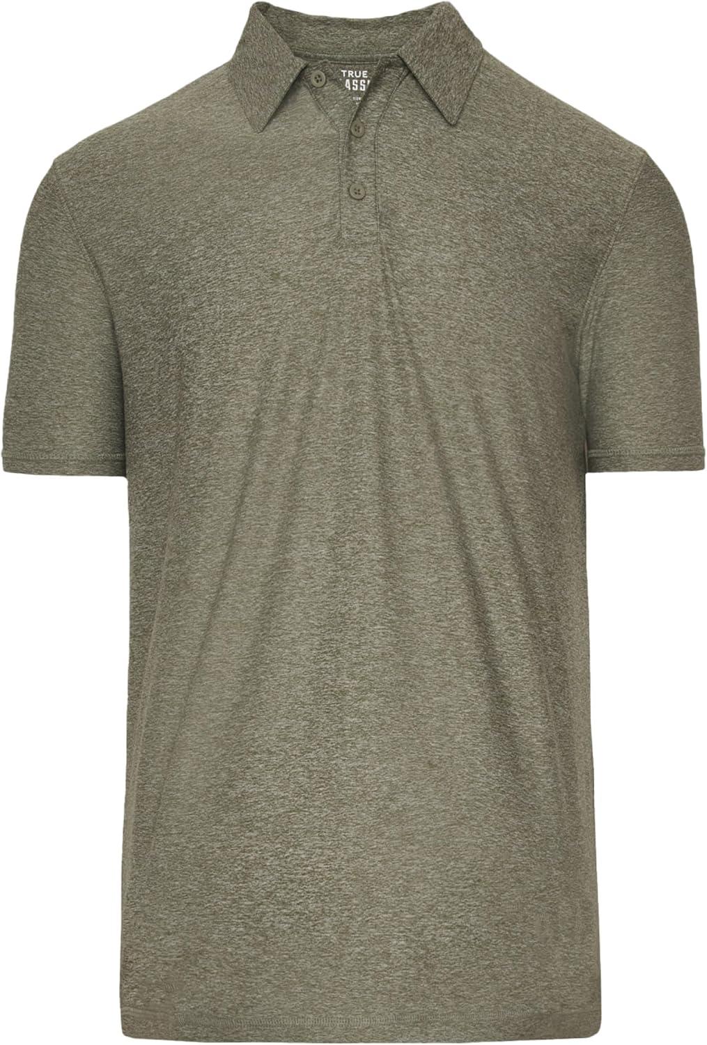 imageTrue Classic Polo Shirts for Men  Mens Polo Shirts Short Sleeve Cotton Dry Fit Golf Shirt for Men Personalized Custom CutHeather Military Green