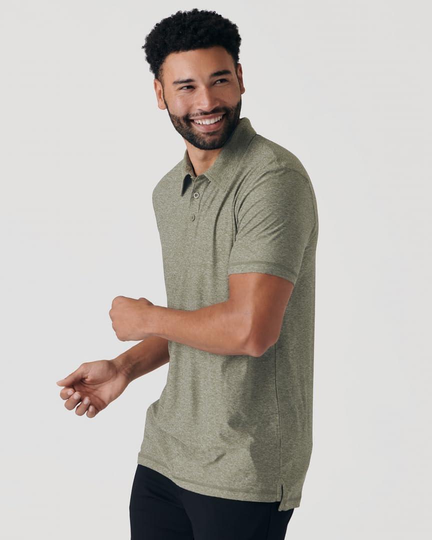 imageTrue Classic Polo Shirts for Men  Mens Polo Shirts Short Sleeve Cotton Dry Fit Golf Shirt for Men Personalized Custom CutHeather Military Green