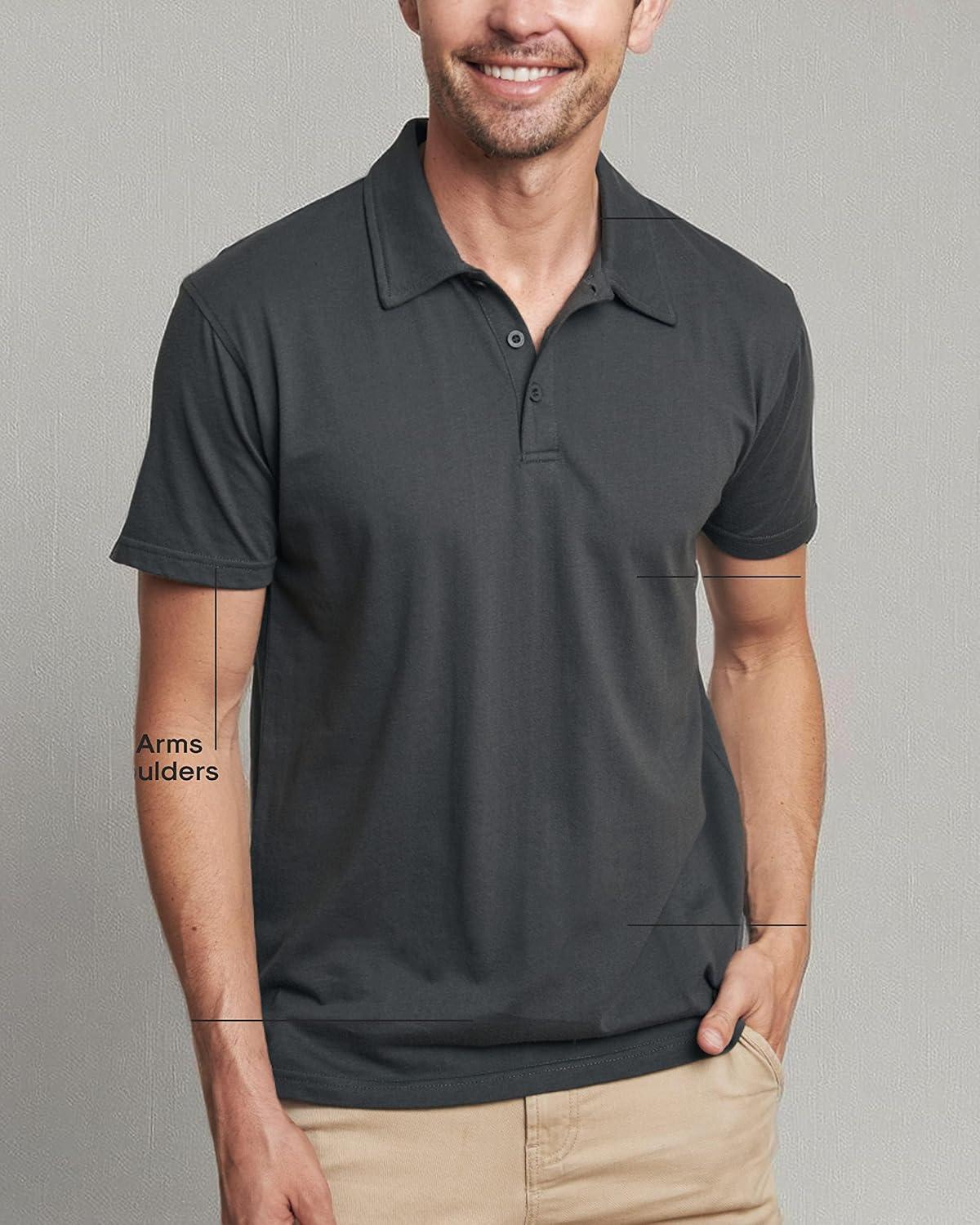 imageTrue Classic Polo Shirts for Men  Mens Polo Shirts Short Sleeve Cotton Dry Fit Golf Shirt for Men Personalized Custom CutHeather Military Green