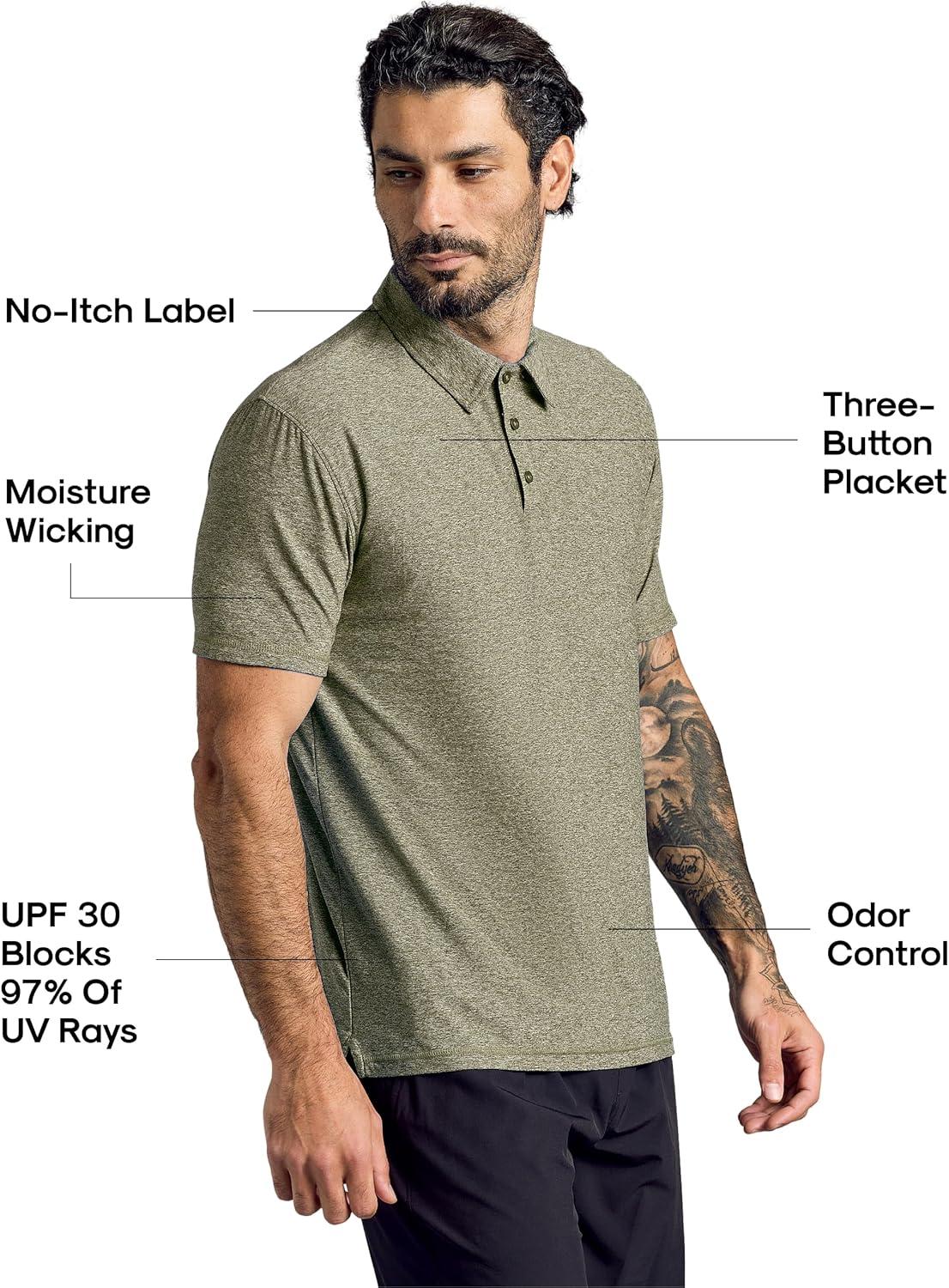 imageTrue Classic Polo Shirts for Men  Mens Polo Shirts Short Sleeve Cotton Dry Fit Golf Shirt for Men Personalized Custom CutHeather Military Green